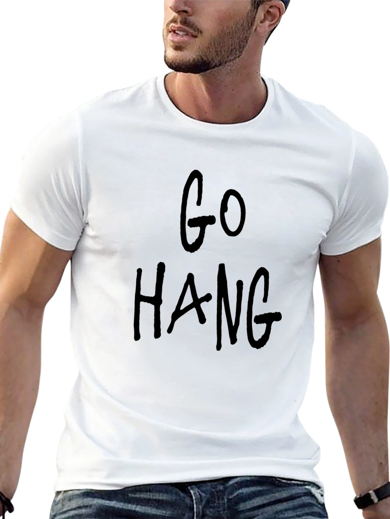 Black Go Hang - Black Graphic T-Shirt for Casual Wear view 13