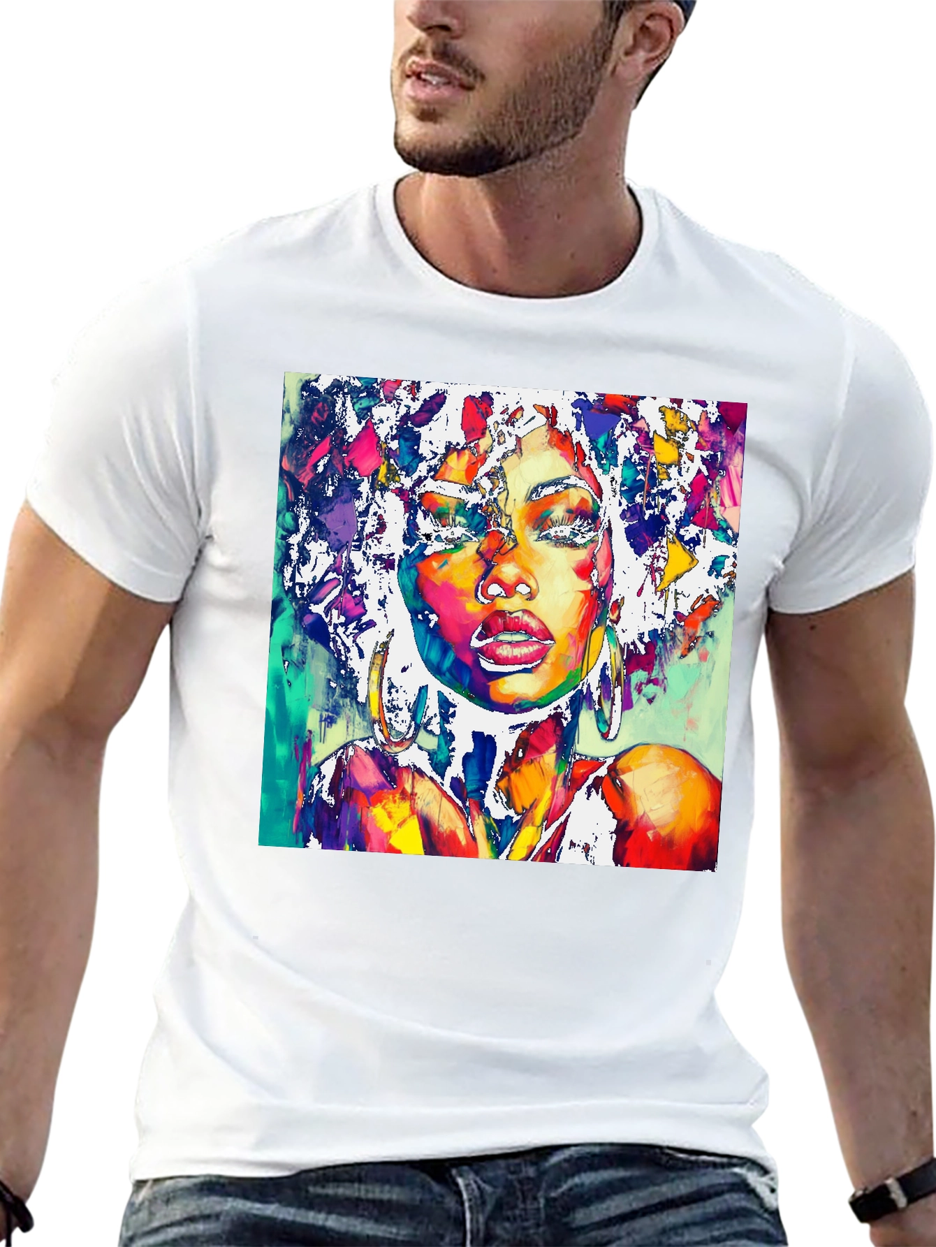 Black Vibrant Woman Portrait Graphic T-Shirt view 13
