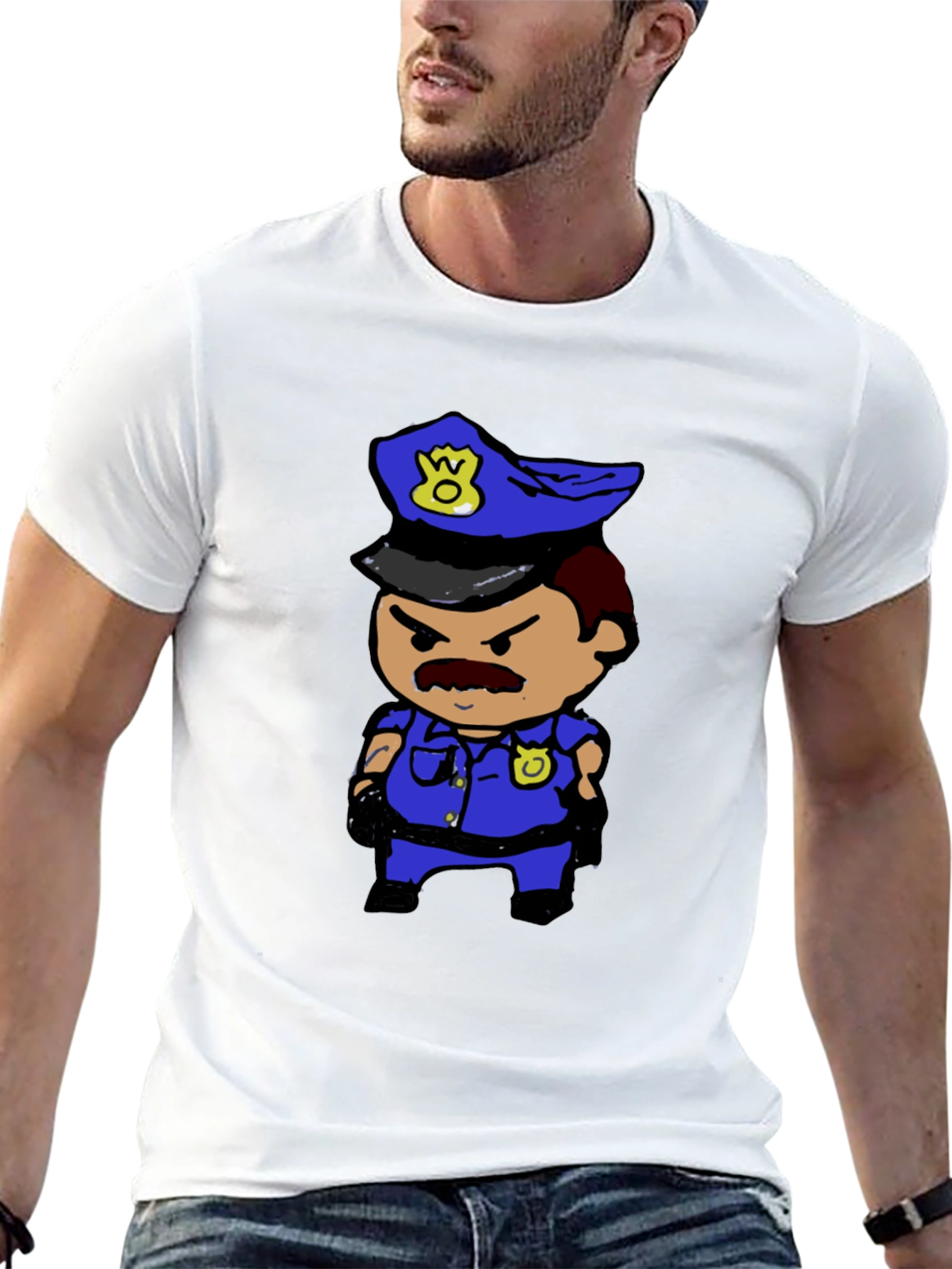 Black Cartoon Cop T-Shirt view 13