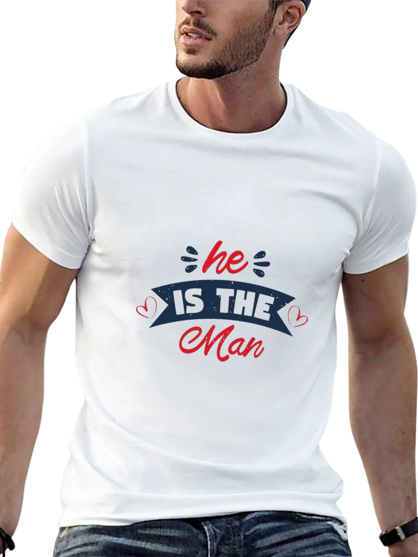 Black He is the Man Graphic T-Shirt - Black Casual Tee view 13