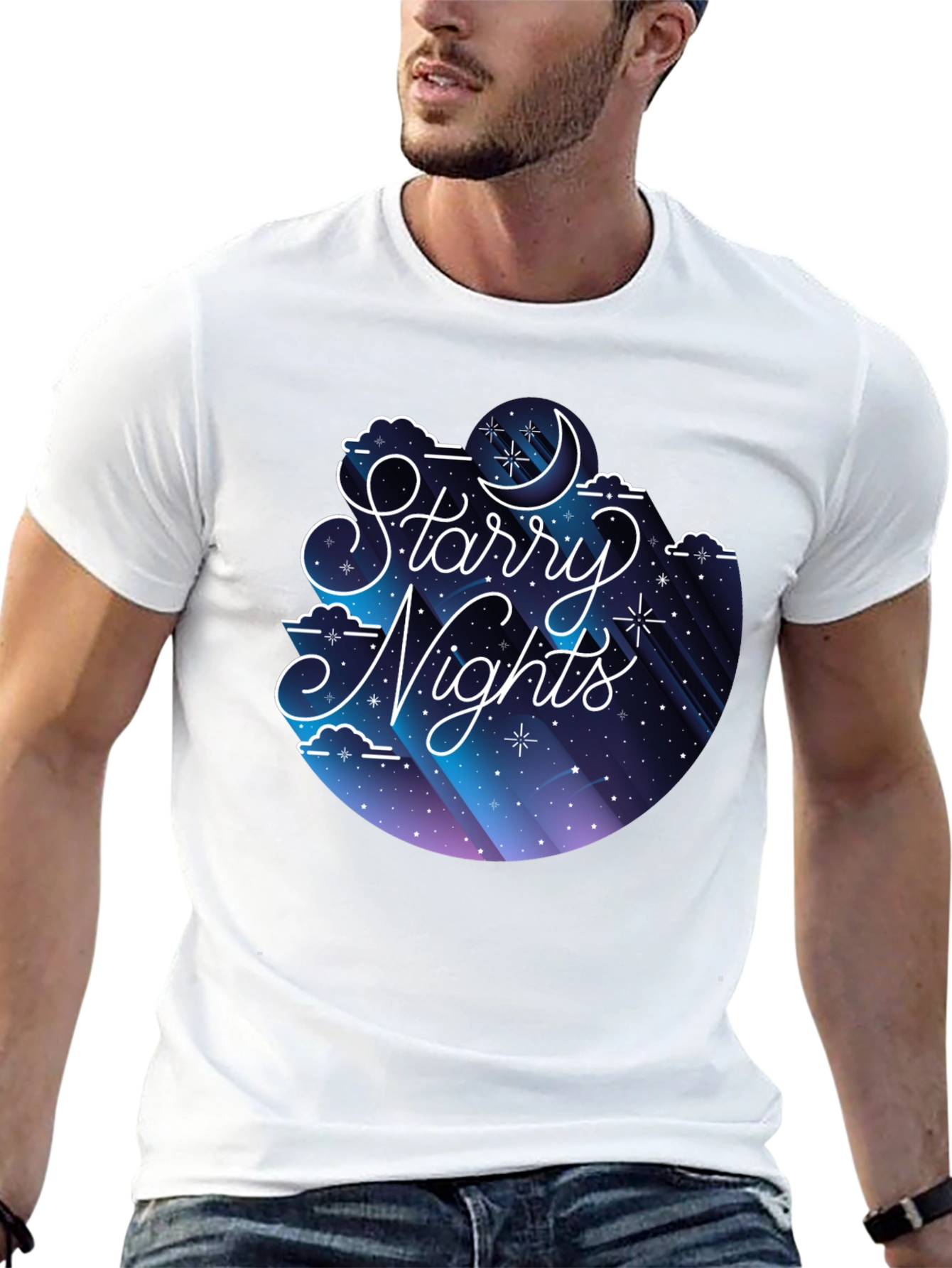 Black Starry Nights Graphic Tee - Soft Cotton Blend view 13