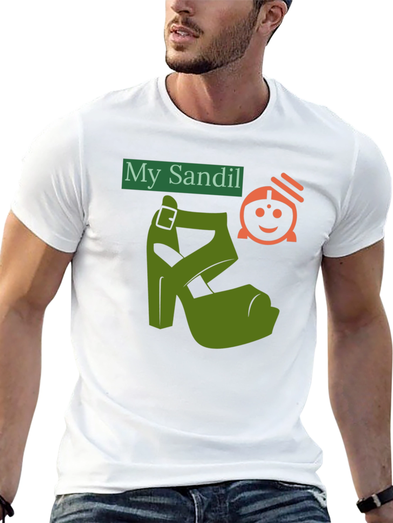 Black Novelty T-Shirt: "My Sandil" Graphic Tee view 13