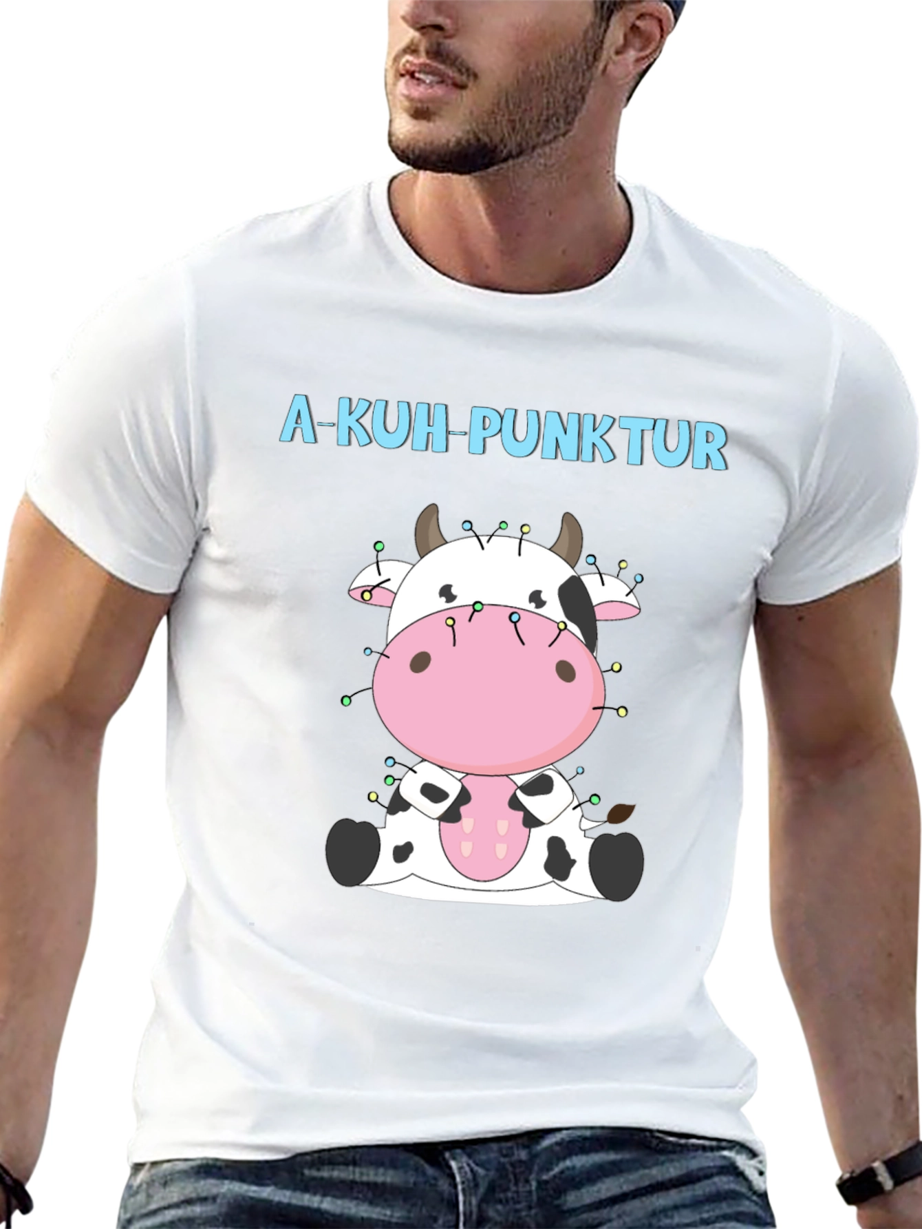 Black A-Kuh-Punktur Cow Christmas T-Shirt view 13