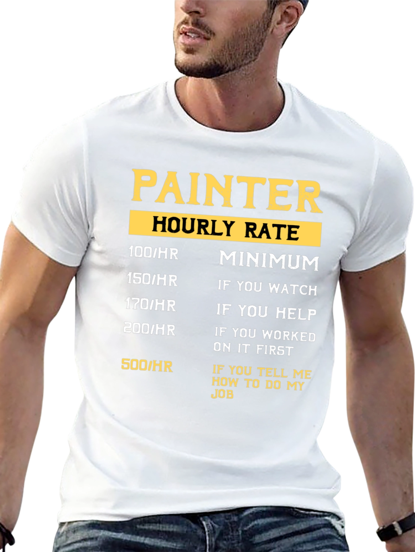 Black Painter Hourly Rate Graphic T-Shirt view 13
