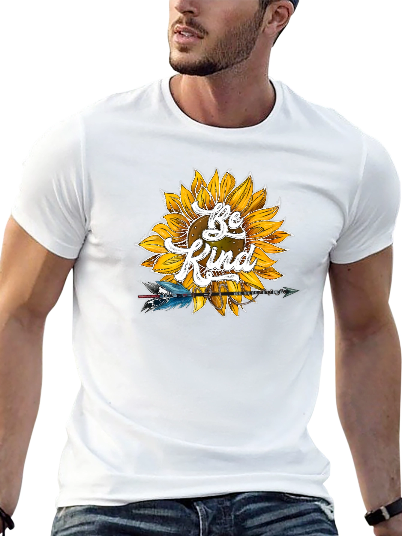 Be Kind Sunflower Graphic Tee - Soft Black Shirt - 13
