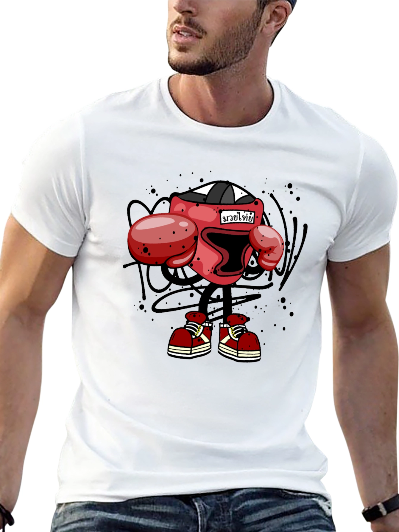 Muay Thai Boxing Cartoon T-Shirt - Black - 13