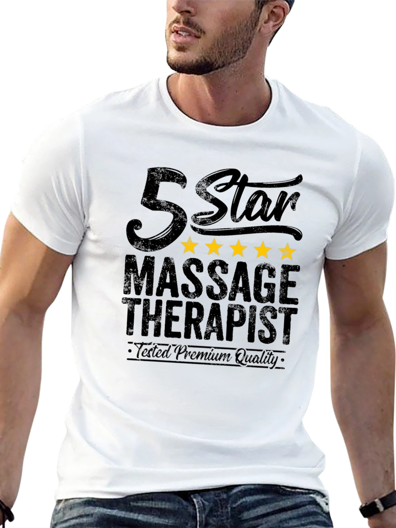 Black 5 Star Massage Therapist Graphic T-Shirt view 13