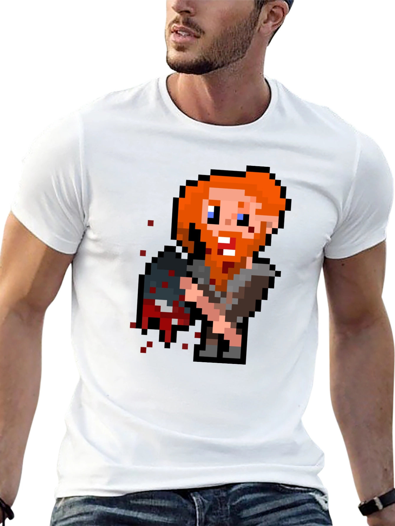 Black Pixelated Viking T-Shirt - Retro Gaming Tee view 13