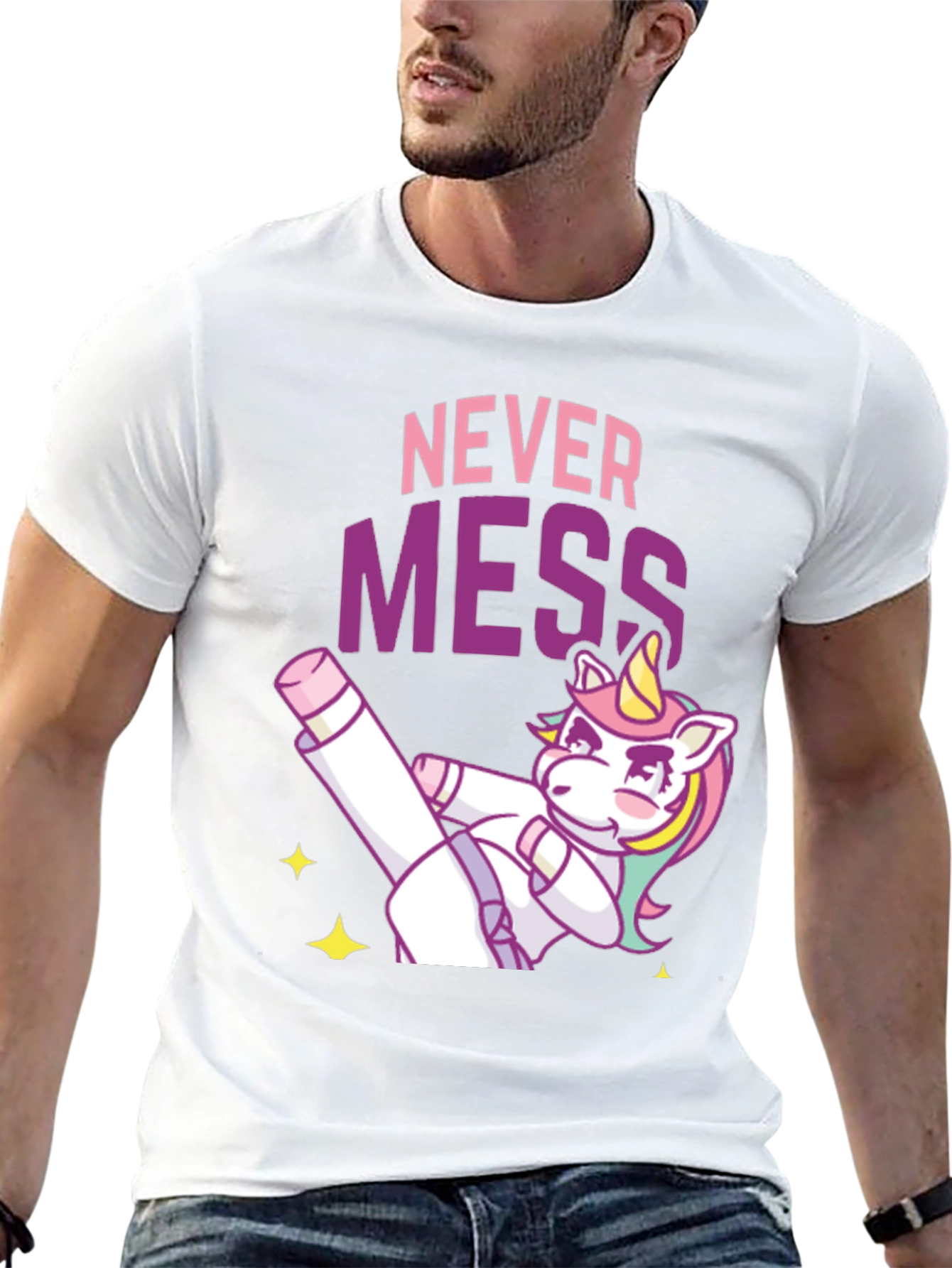 Black Never Mess Funny Unicorn Graphic Tee view 13