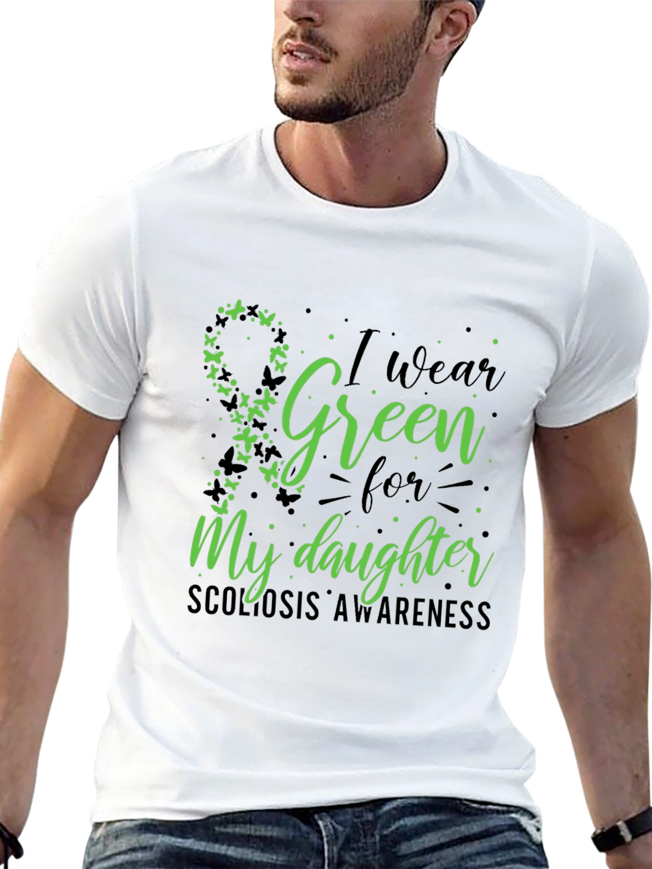 Black Green Scoliosis Awareness T-Shirt view 13