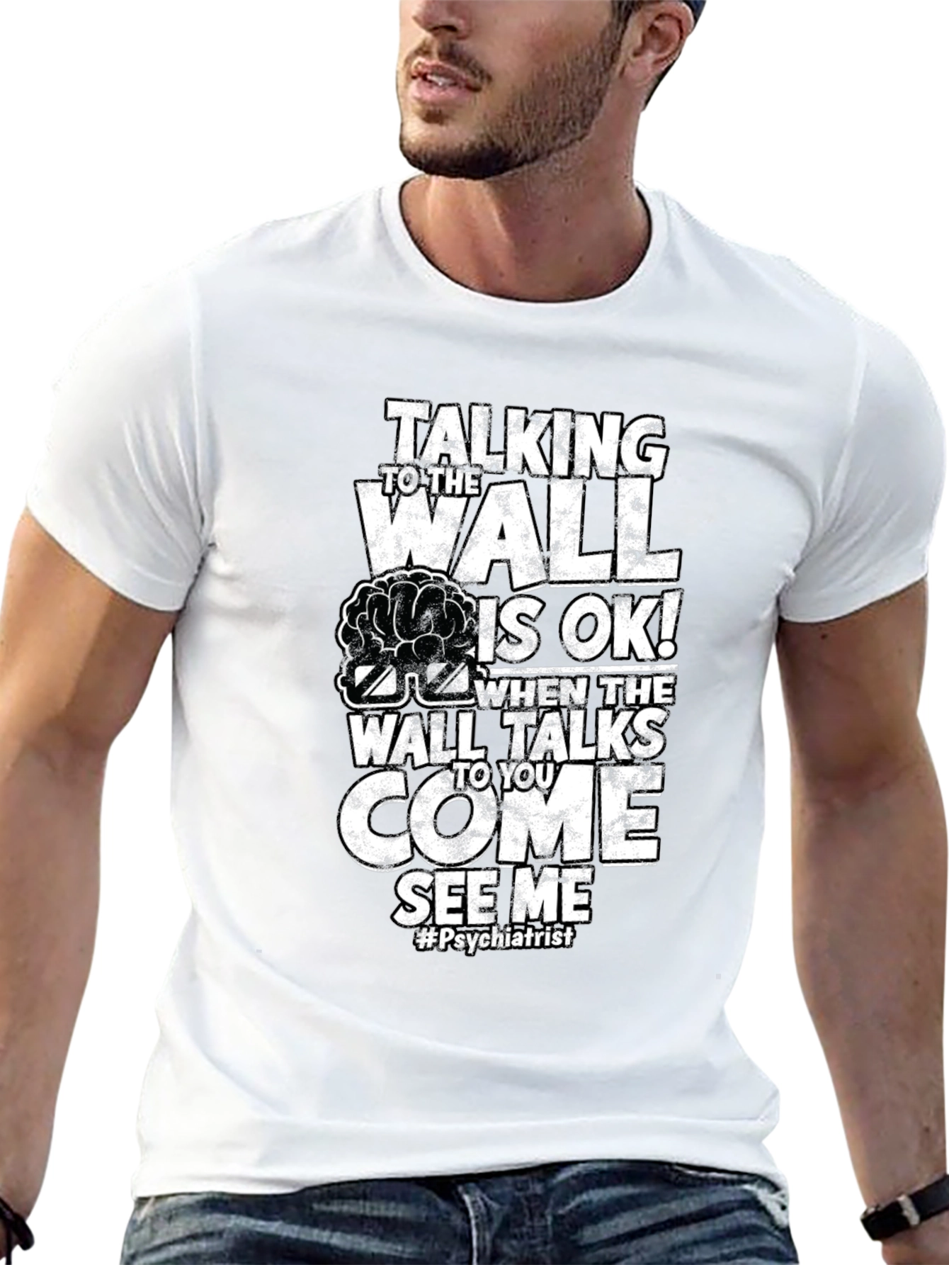 Talking Wall Psychiatrist Humor T-Shirt - 13