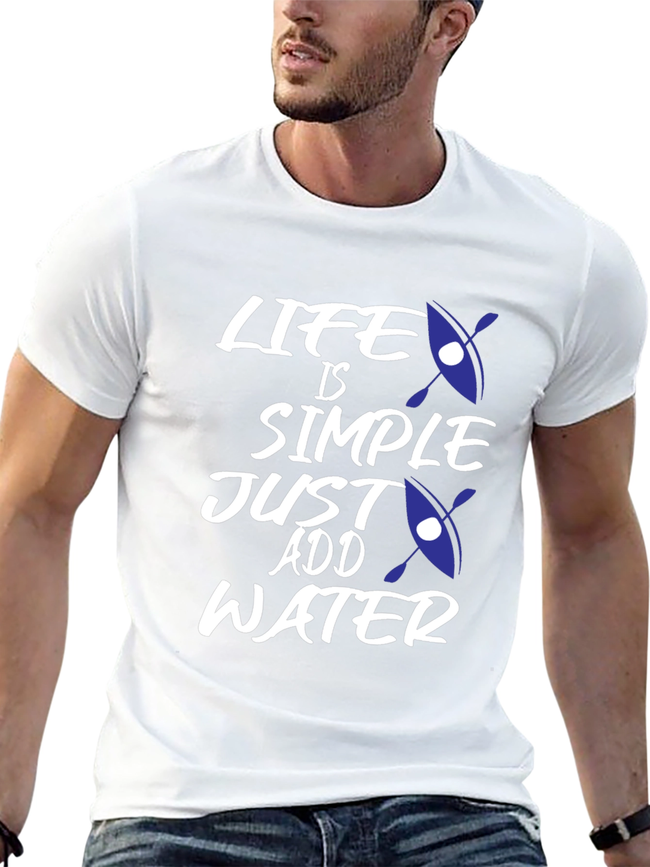 Black Life is Simple, Just Add Water T-Shirt - Kayak Design view 13