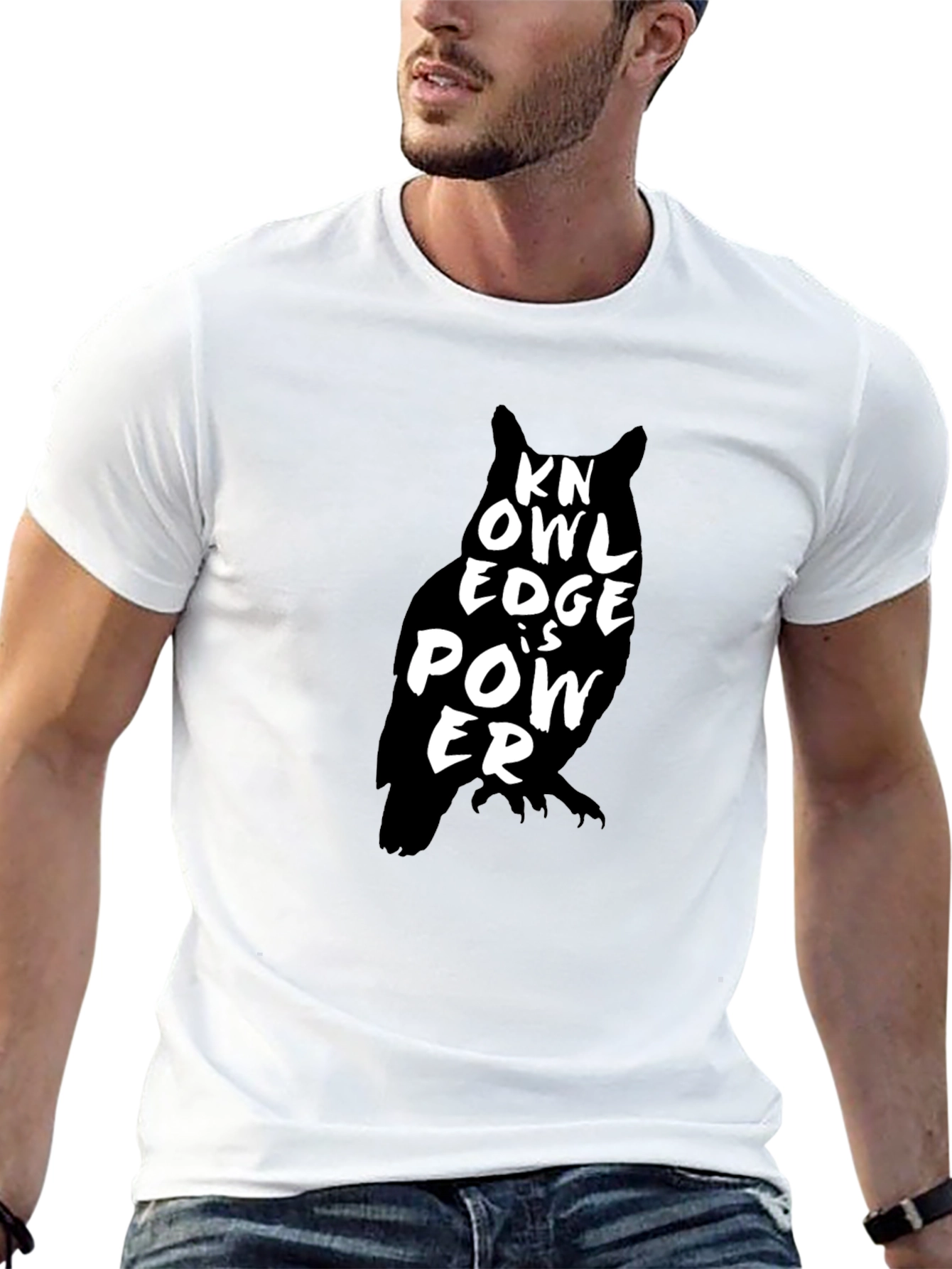 Black Knowledge is Power Owl Graphic T-Shirt - Black view 13
