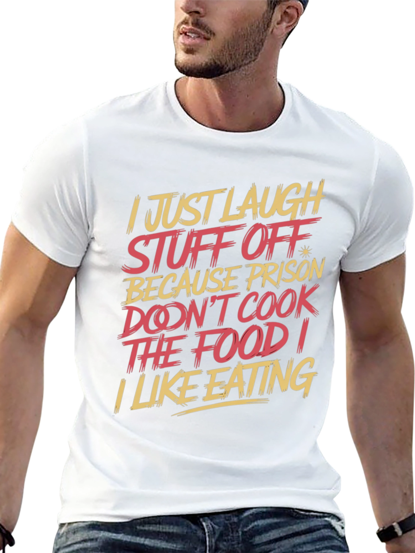 Black Humorous T-Shirt: "I Just Laugh Stuff Off" view 13
