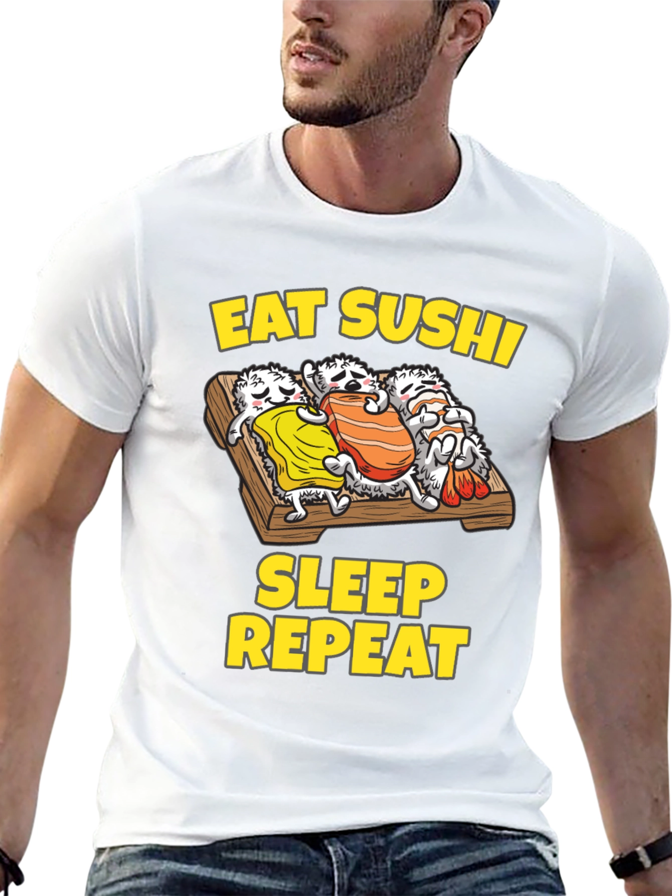 Black Eat Sushi Sleep Repeat Graphic Tee view 13