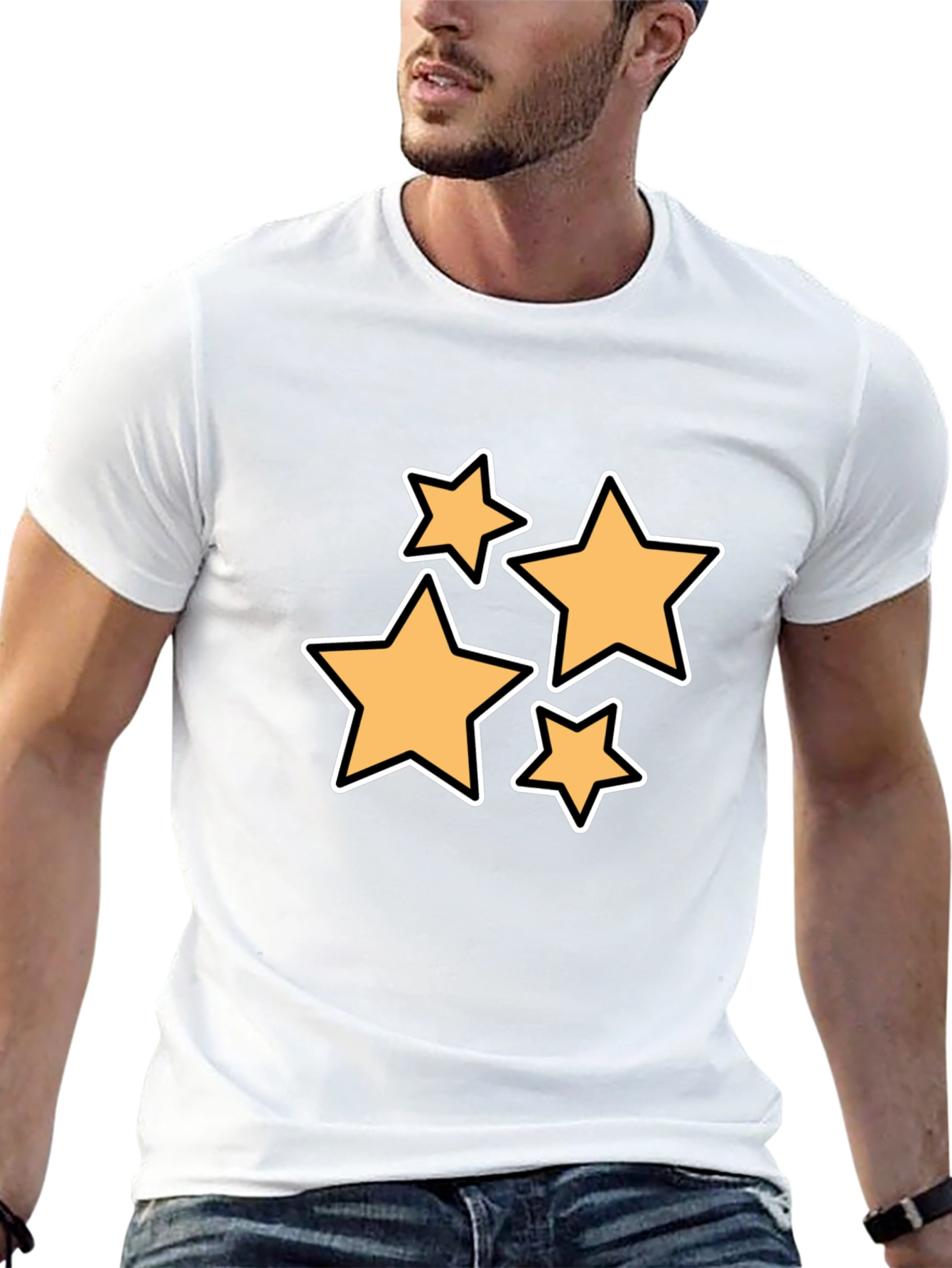 Black Stylish Black T-Shirt with Star Design view 13