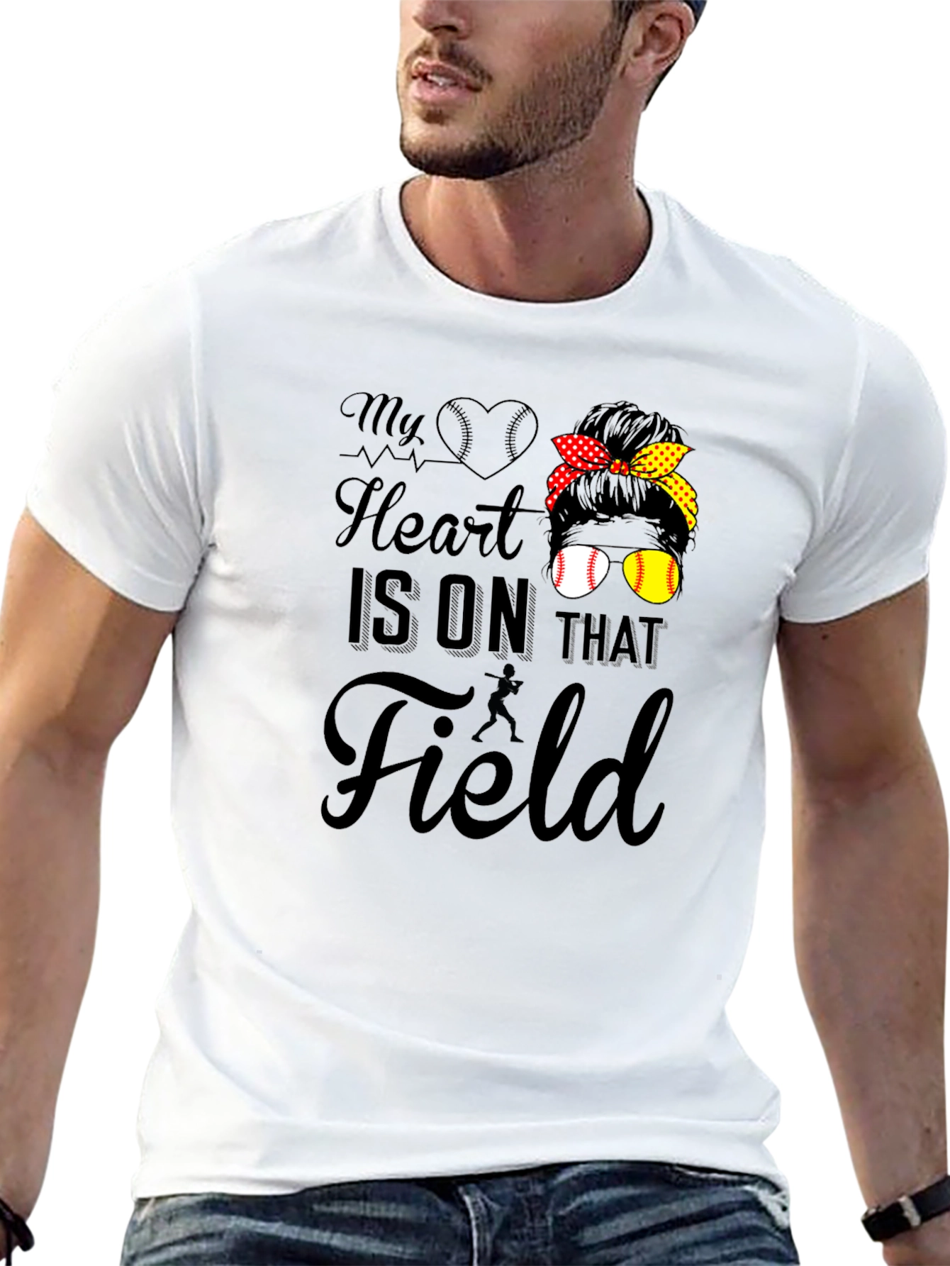 Black My Heart Is On That Field T-Shirt - Baseball Mom Tee view 13