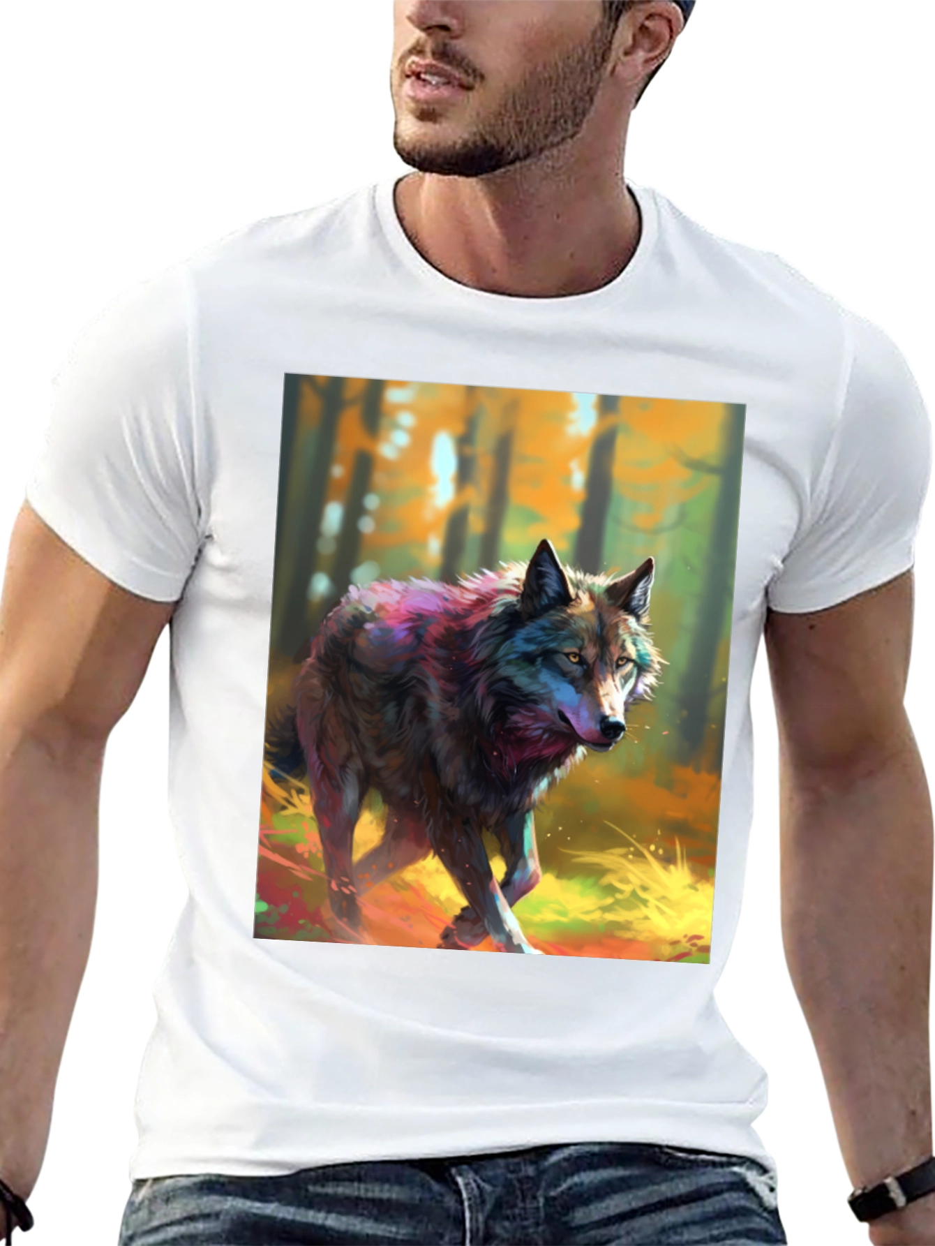 Black Wolf Graphic Tee - Black Cotton Blend view 13