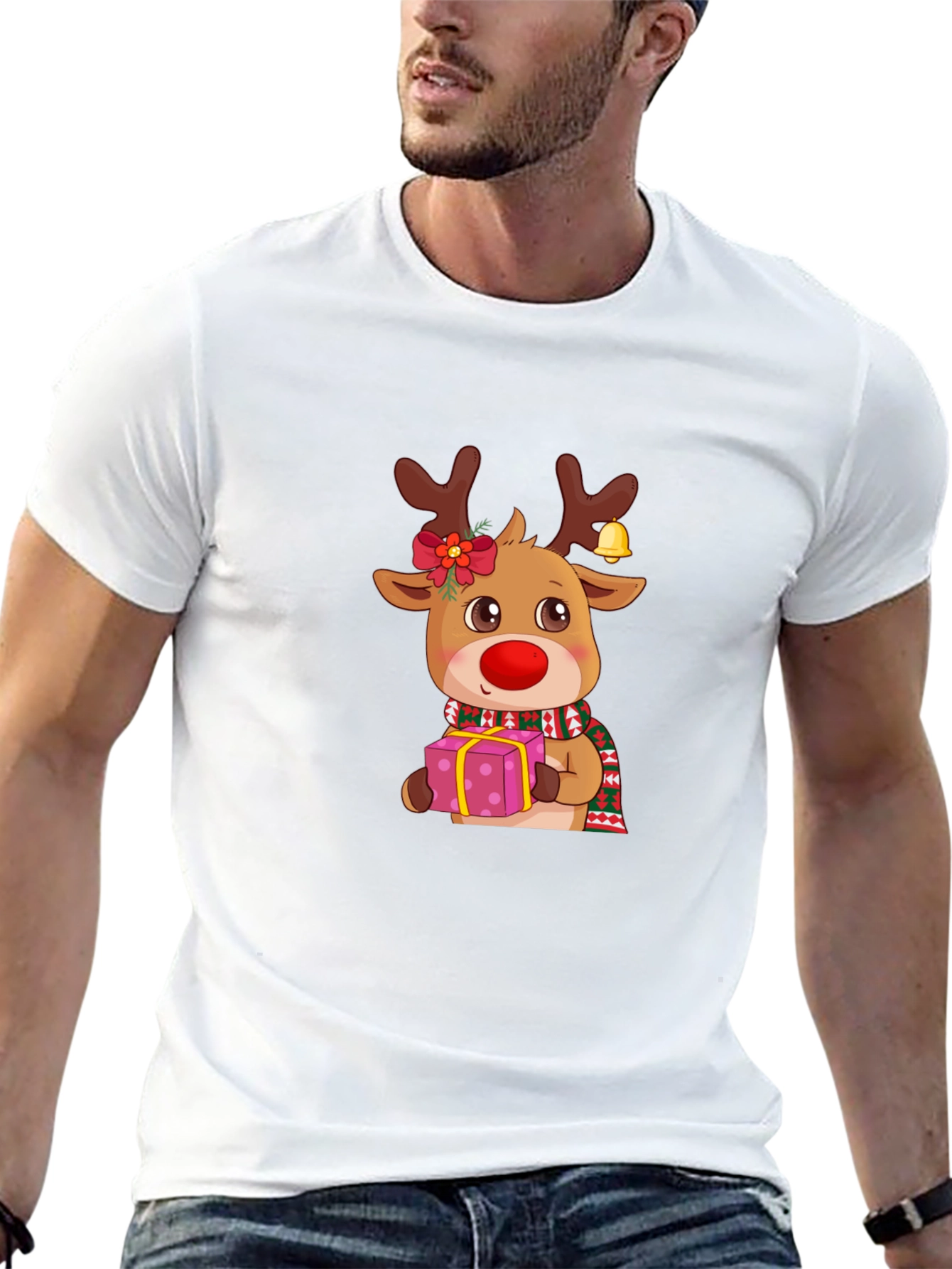 Black Christmas Reindeer Graphic Tee view 13
