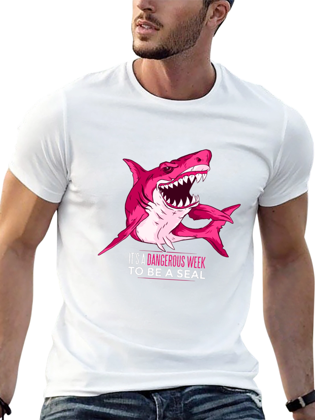 Black Dangerous Week Shark Graphic Tee view 13