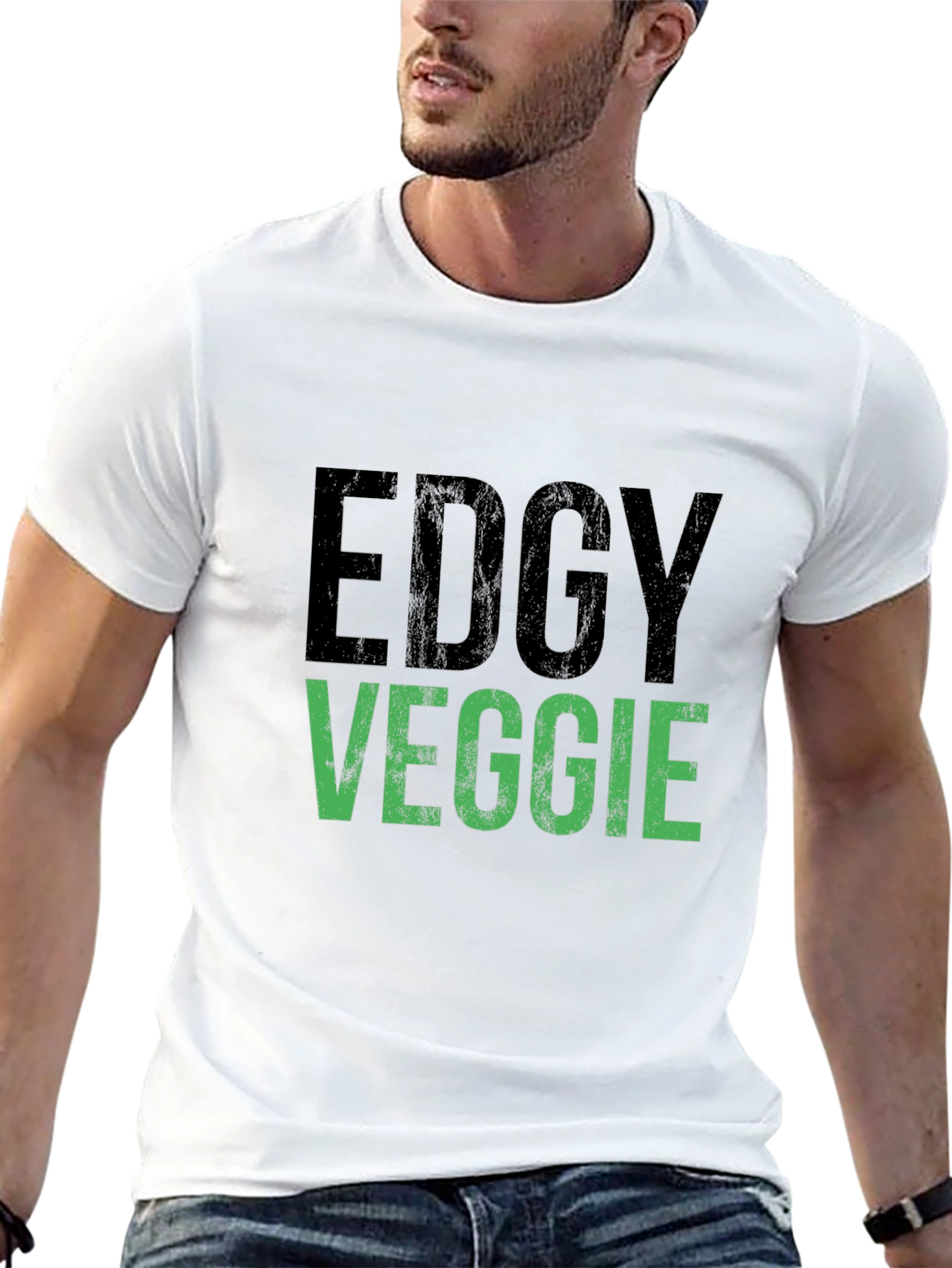 Black Edgy Veggie Graphic T-Shirt - Vegan Style view 13
