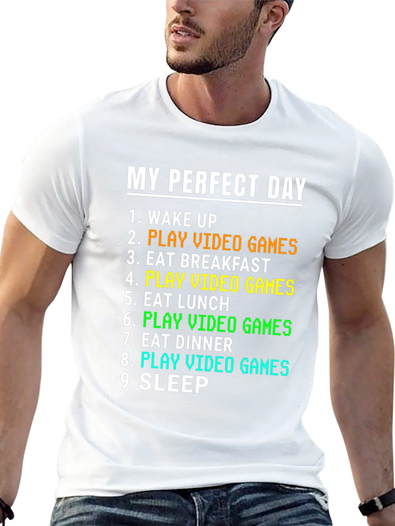 Black My Perfect Day Gamer T-Shirt view 13