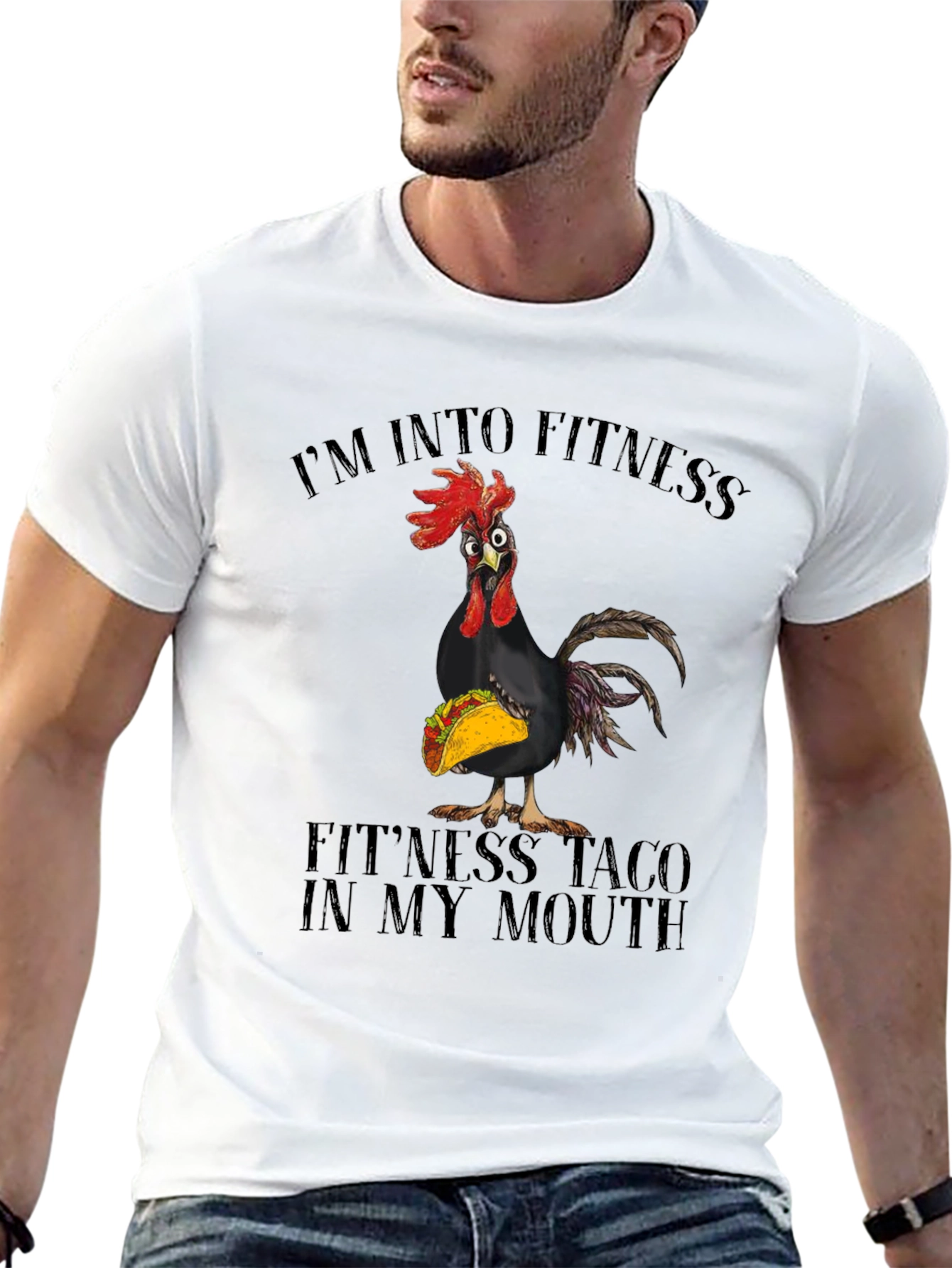 Black Fitness Taco Chicken Graphic Tee view 13