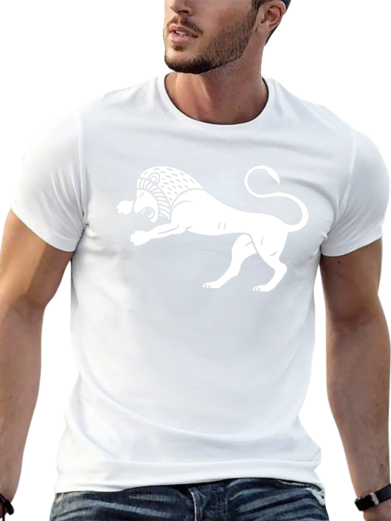 Black Black T-Shirt with White Armenian Lion Design view 13