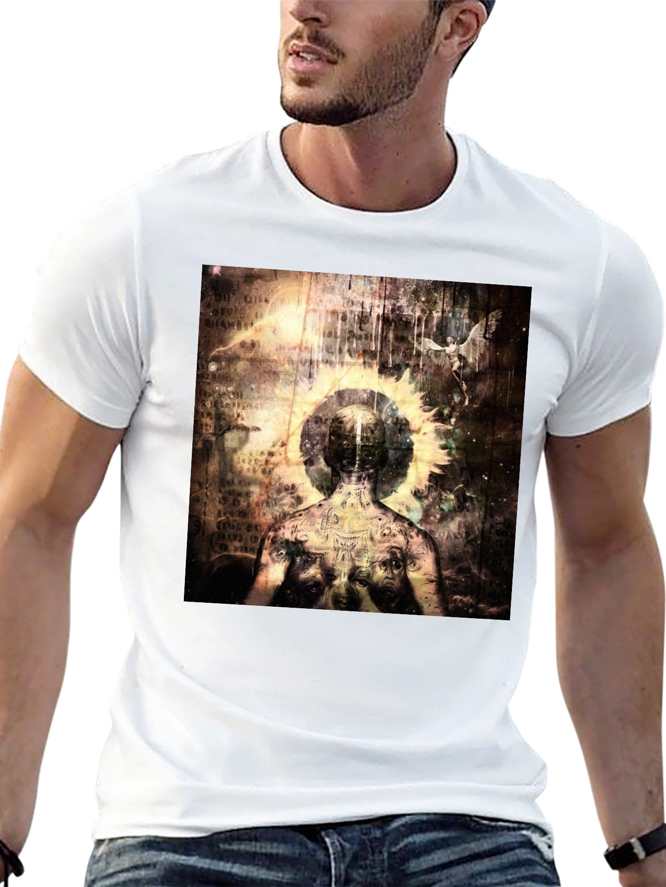 Black Abstract Art Graphic Tee - Black view 13