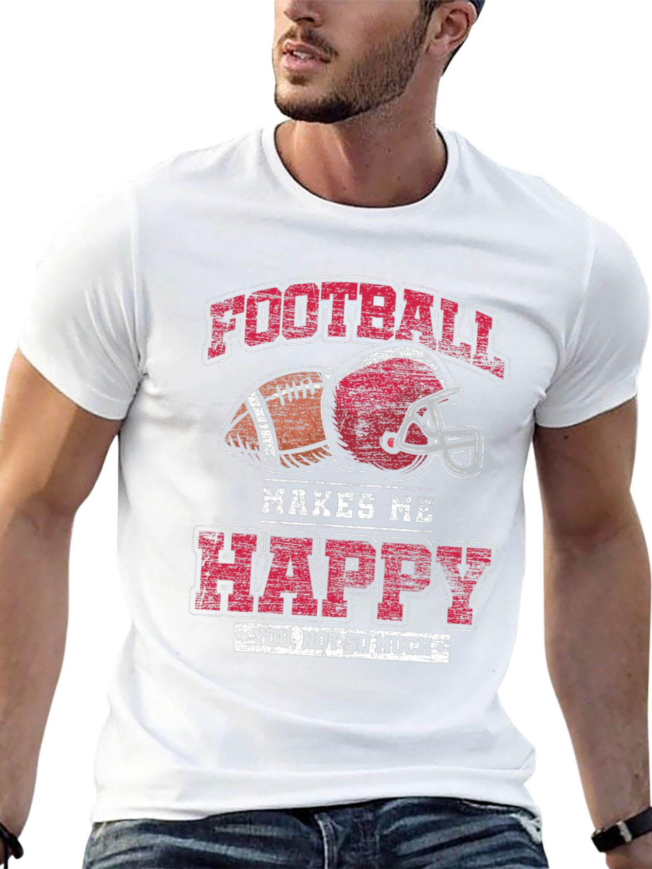 Black Football Makes Me Happy Graphic T-Shirt view 13