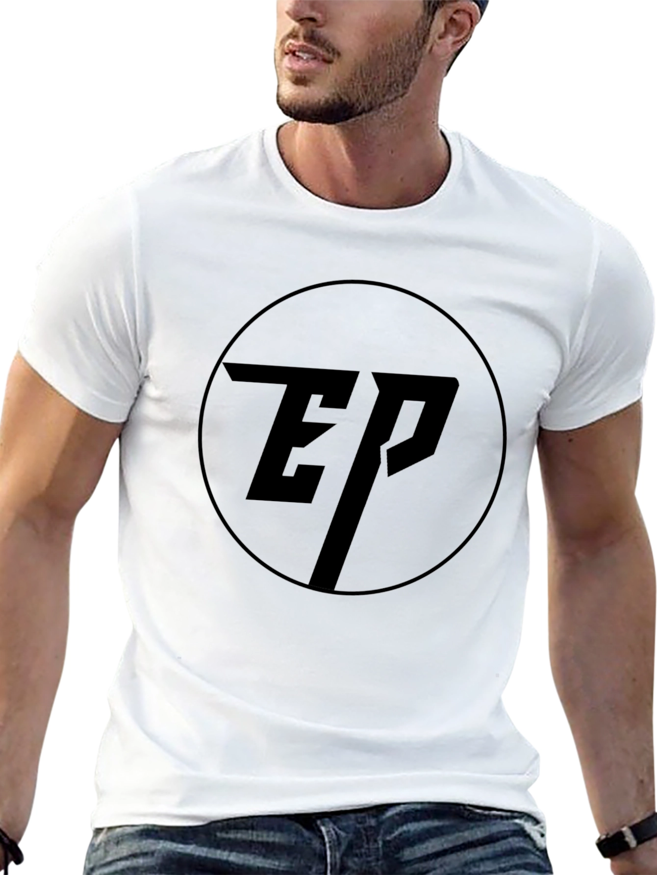 Black Men's Black EP Logo T-Shirt - Modern Minimalist Design view 13