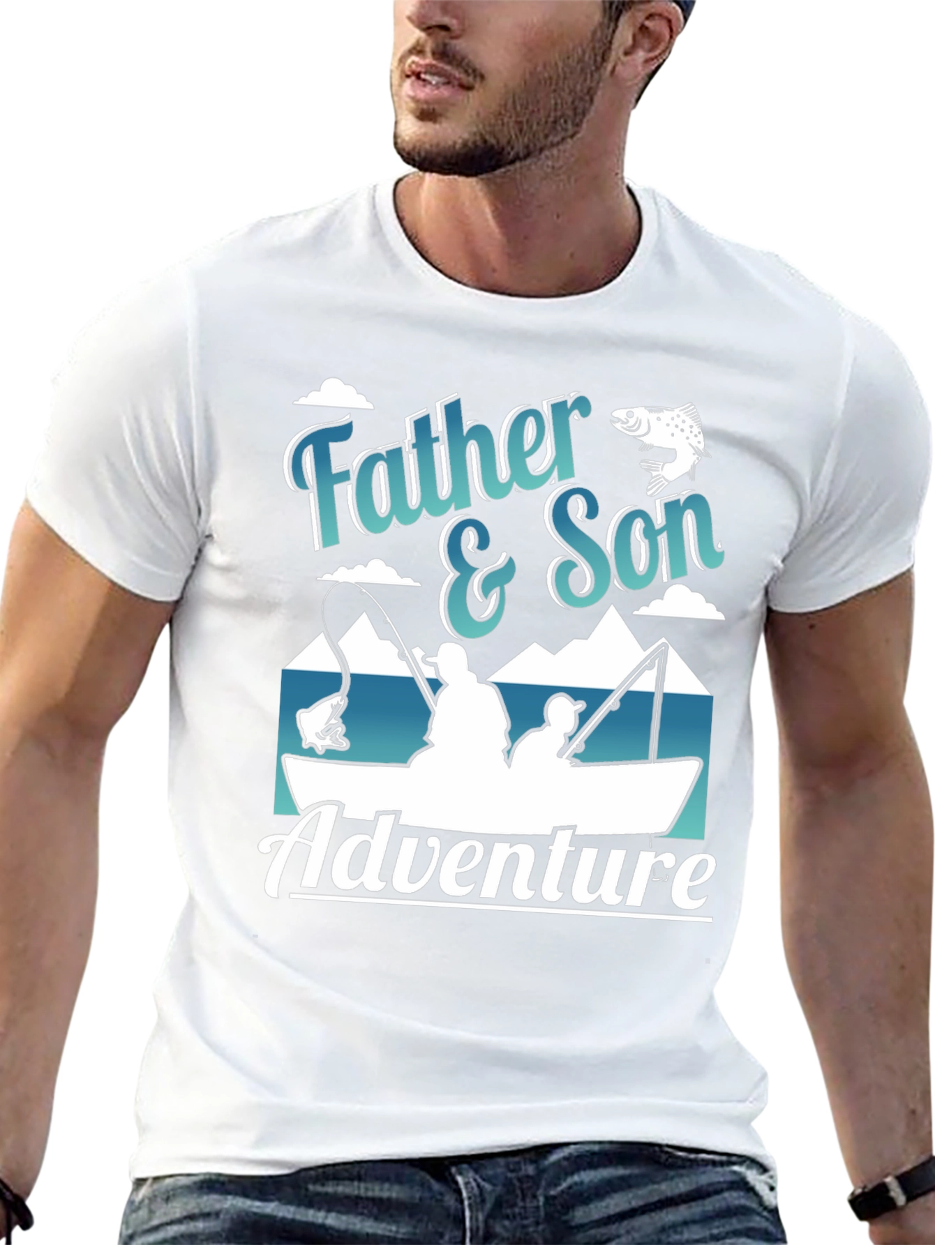 Black Father & Son Adventure Fishing T-Shirt view 13