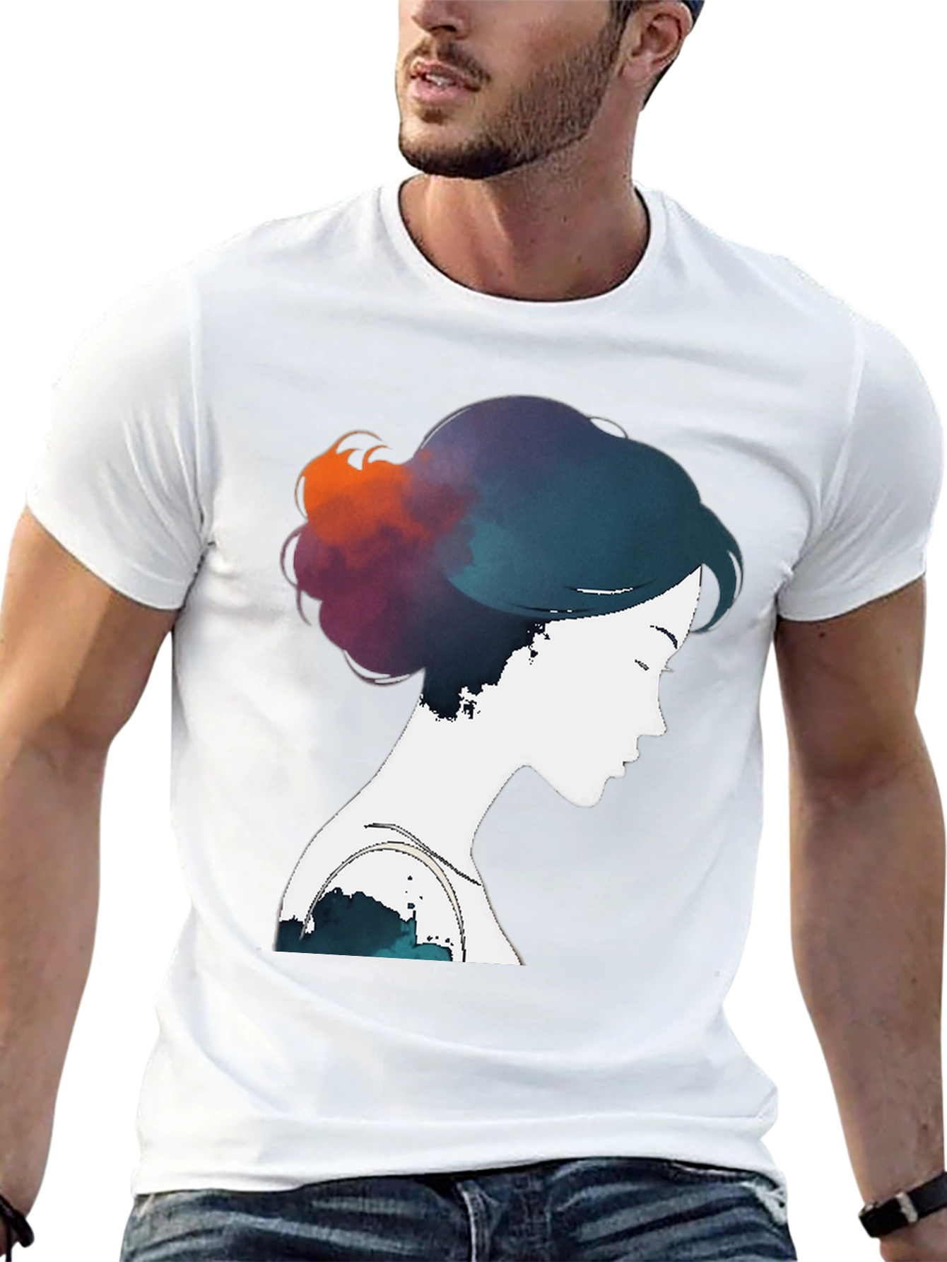 Black Watercolor Silhouette T-Shirt - Artistic Design view 13