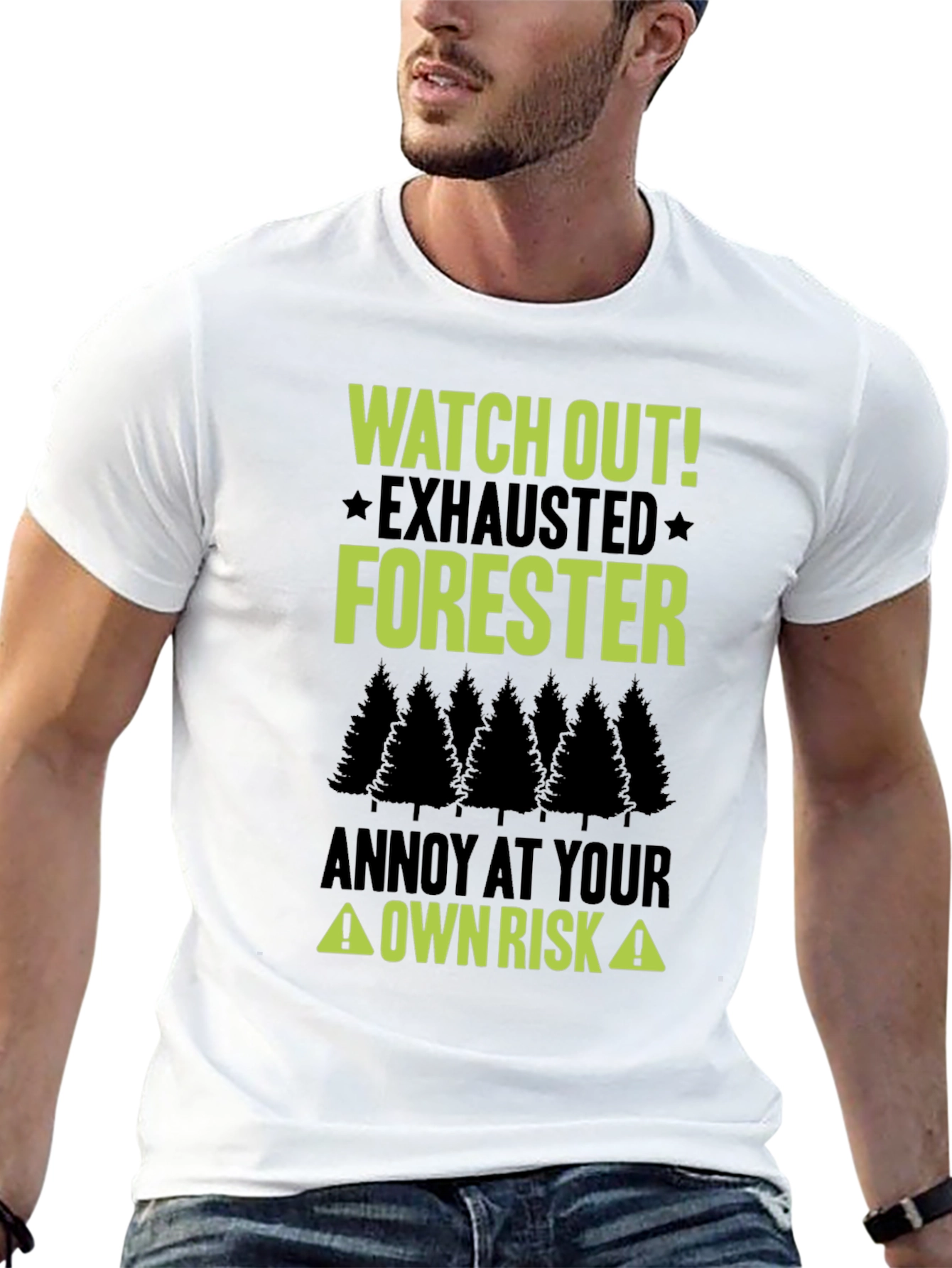 Black Exhausted Forester T-Shirt - Funny Forest Humor Tee view 13