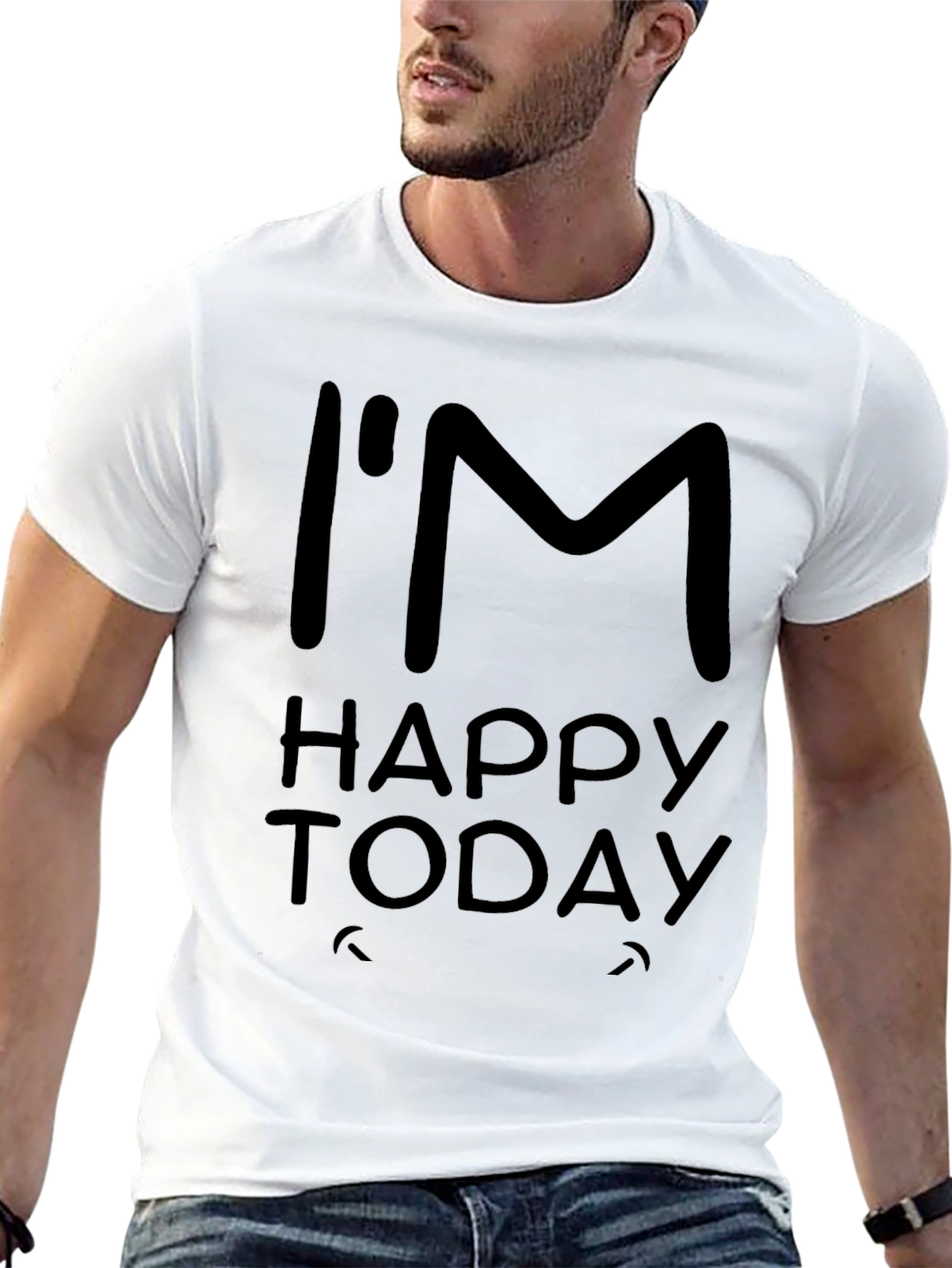 Black I'm Happy Today Black T-Shirt view 13