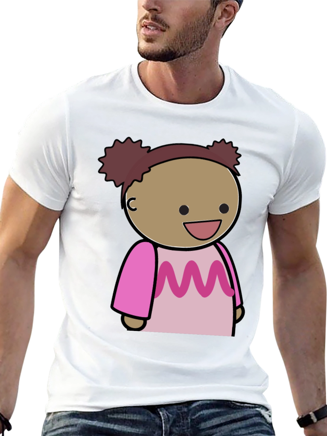 Black Cartoon Character Graphic Tee - Black Cotton Blend view 13