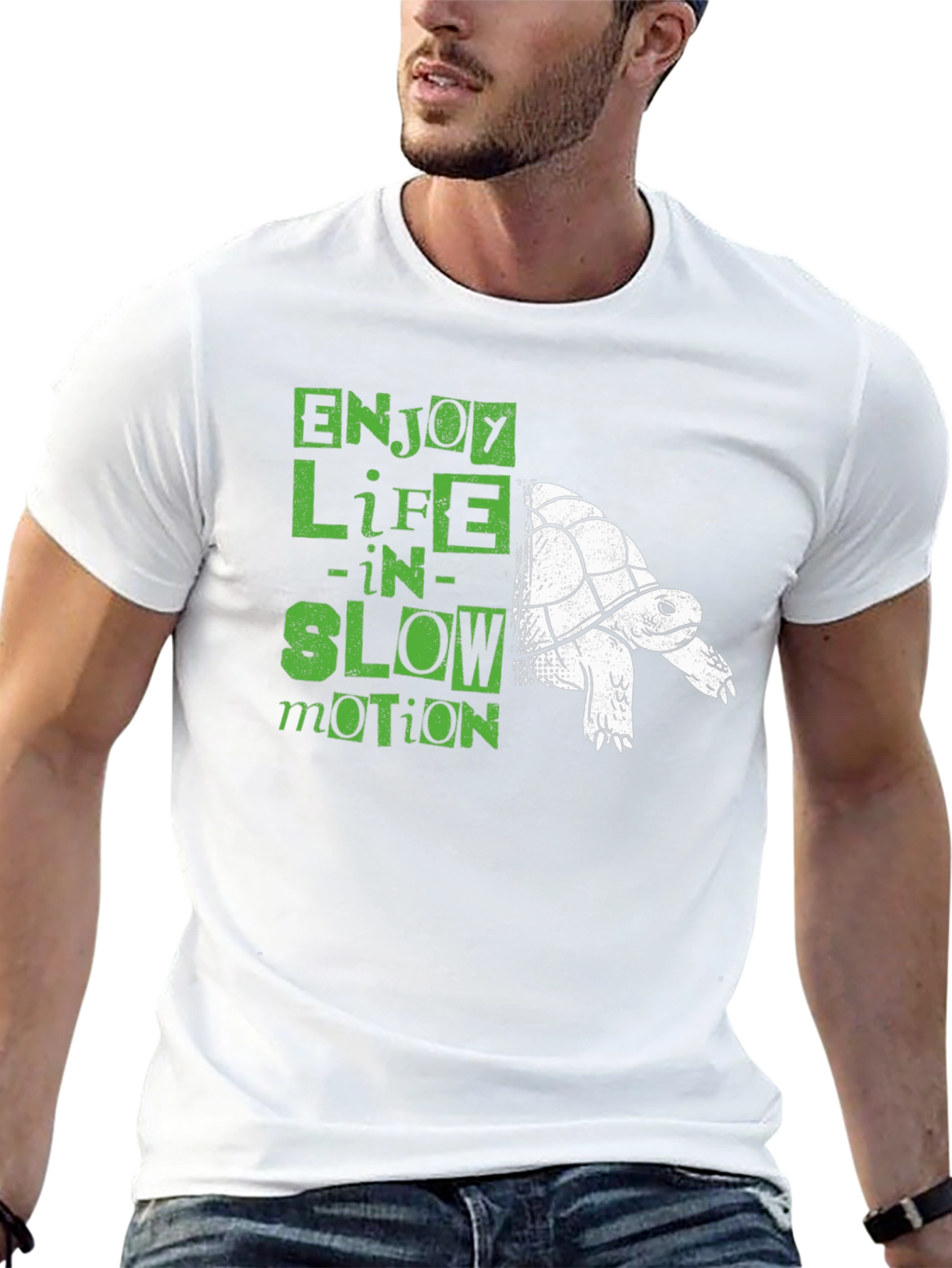 Black Enjoy Life in Slow Motion Turtle T-Shirt view 13
