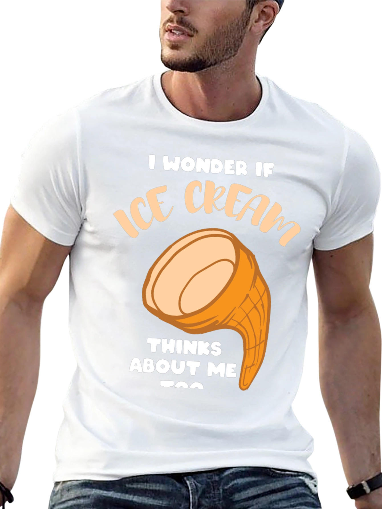 Black Ice Cream Thinks About Me Funny Graphic T-Shirt view 13