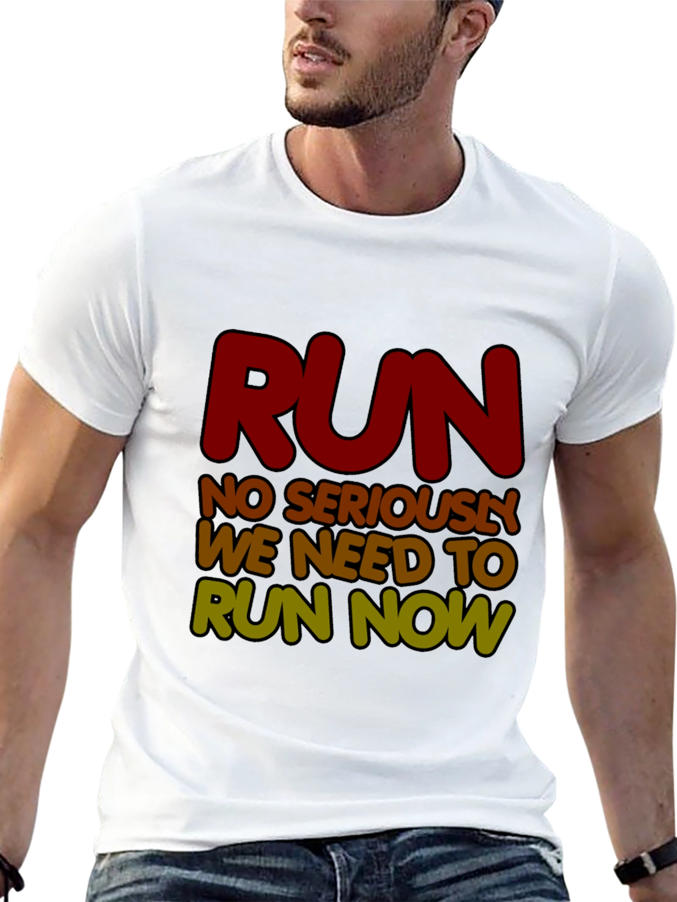 Black Run Now Graphic Tee - Funny Running Shirt view 13