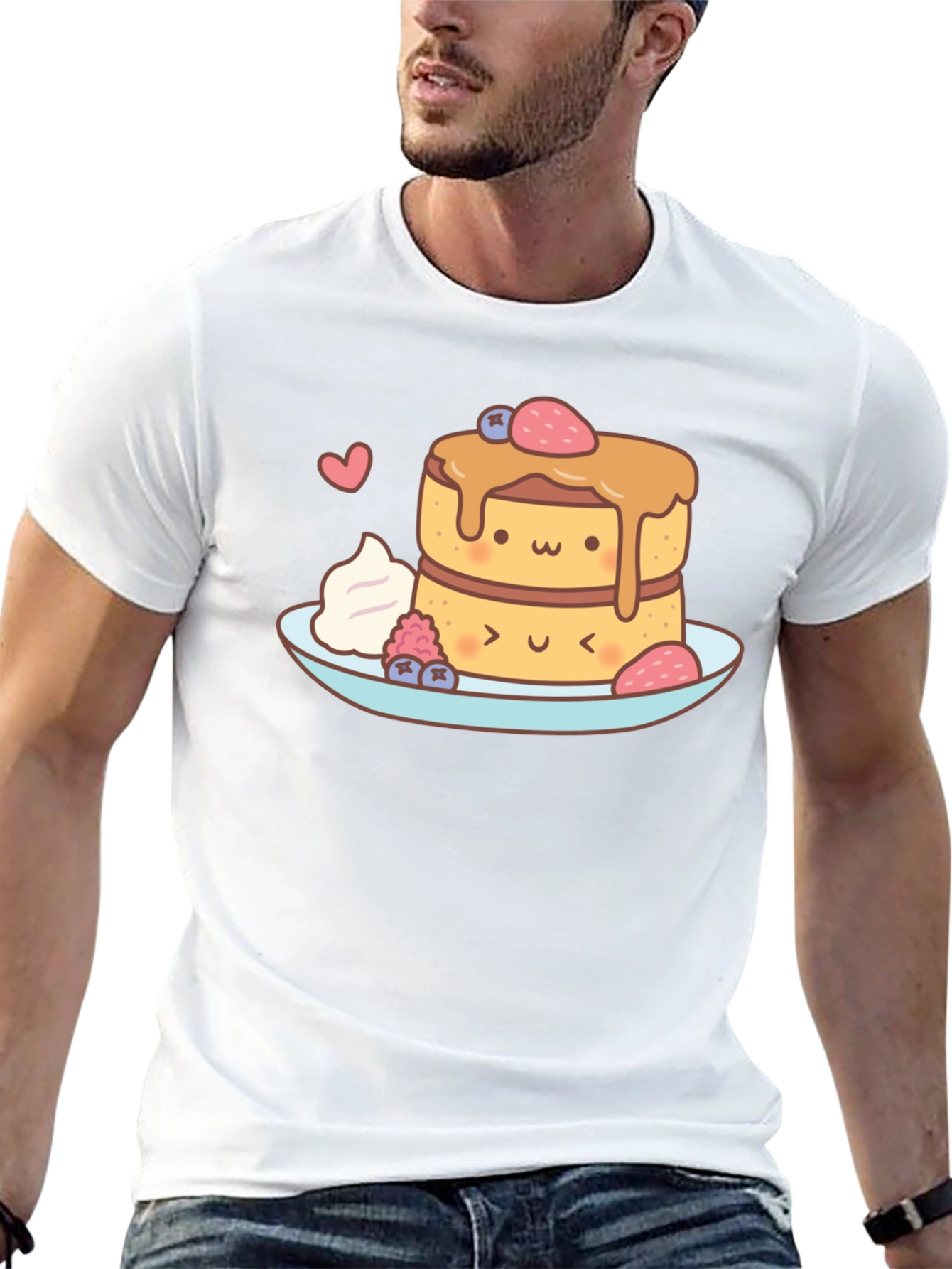 Black Kawaii Pancakes Graphic Tee - Sweet Treat Shirt view 13