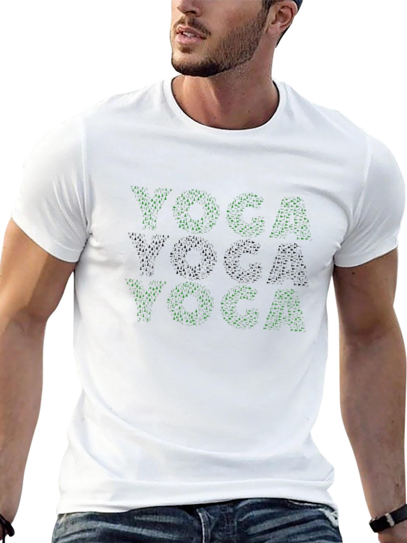 Black Yoga T-Shirt | Tree Silhouette Design view 13