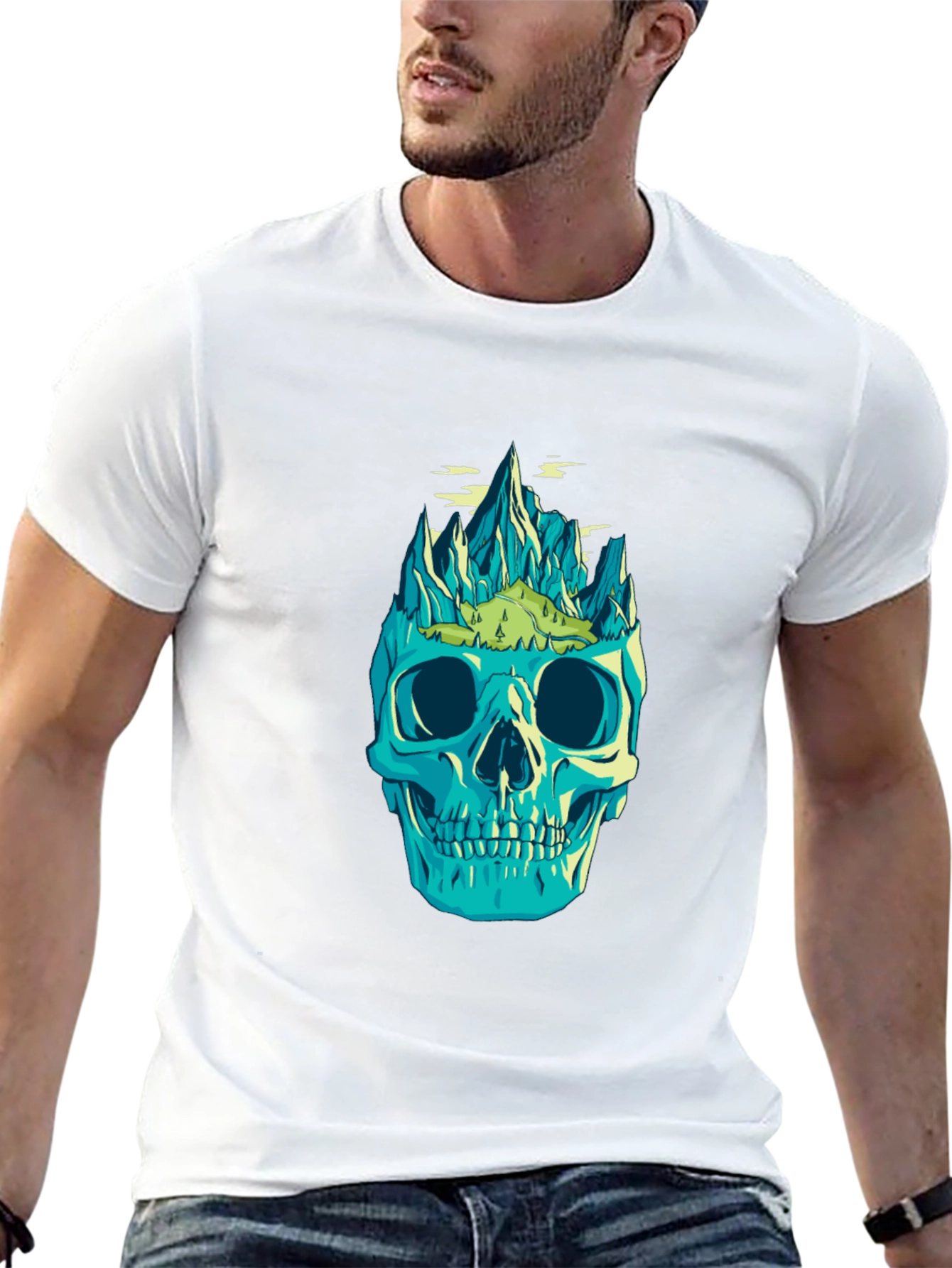 Black Skull Mountain Graphic Tee - Unique Design view 13