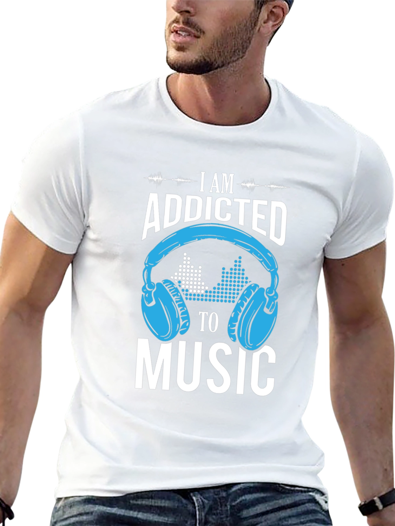 Black Addicted to Music Graphic Print T-Shirt view 13
