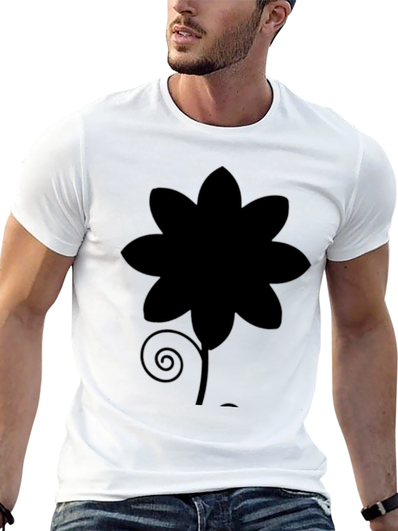 Black Black Flower Graphic Tee - Soft Cotton Casual Shirt view 13