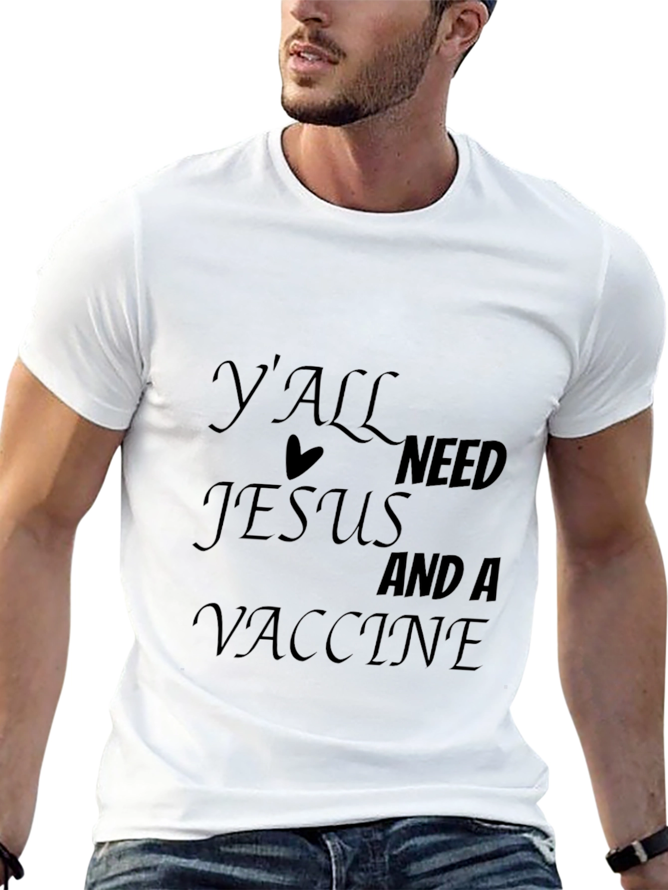 Black Y'all Need Jesus And A Vaccine Black T-Shirt view 13