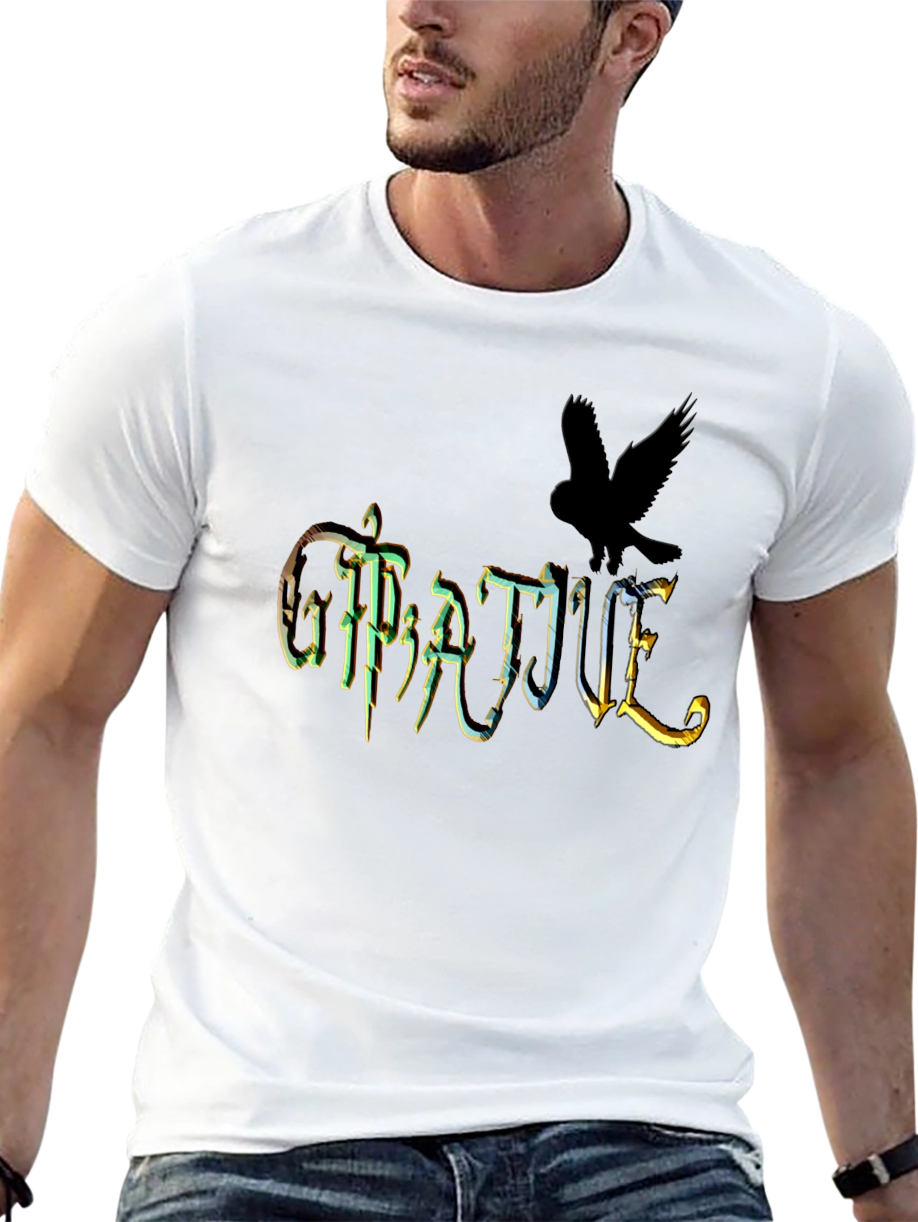 Black Gratitude Raven Graphic Tee - Unisex view 13