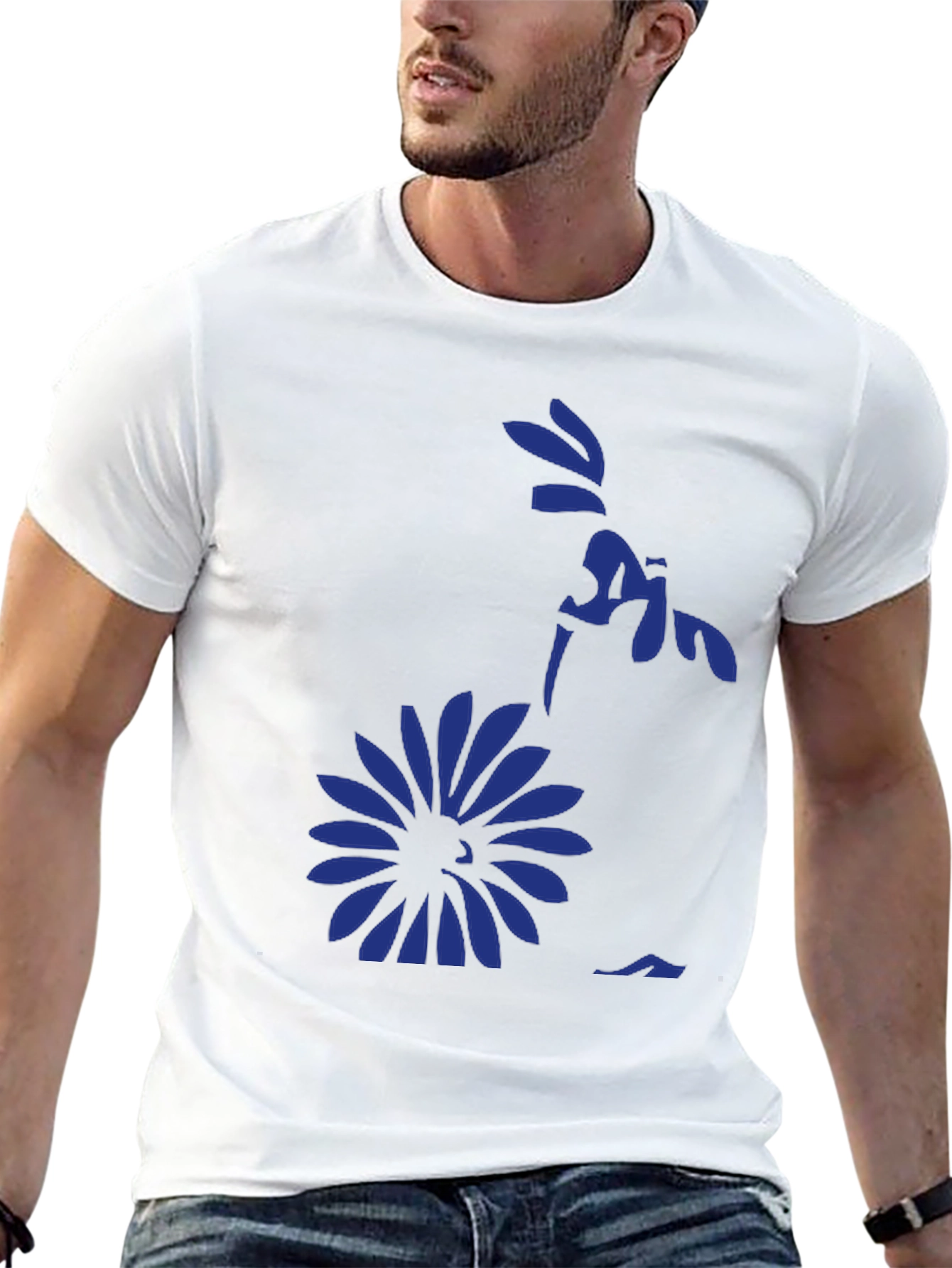 Black Black Graphic Tee - Floral Silhouette Design view 13