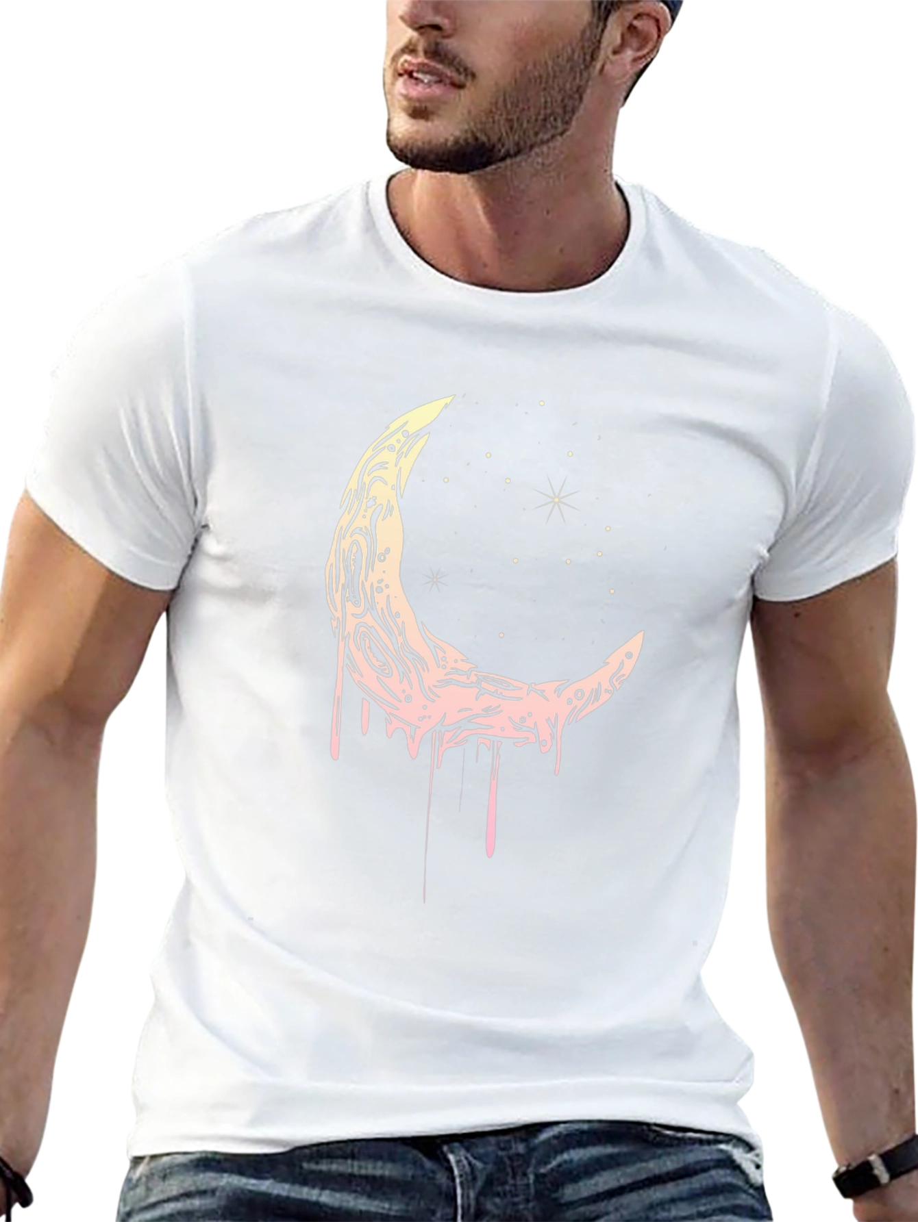 Black Crescent Moon Graphic Black T-Shirt view 13
