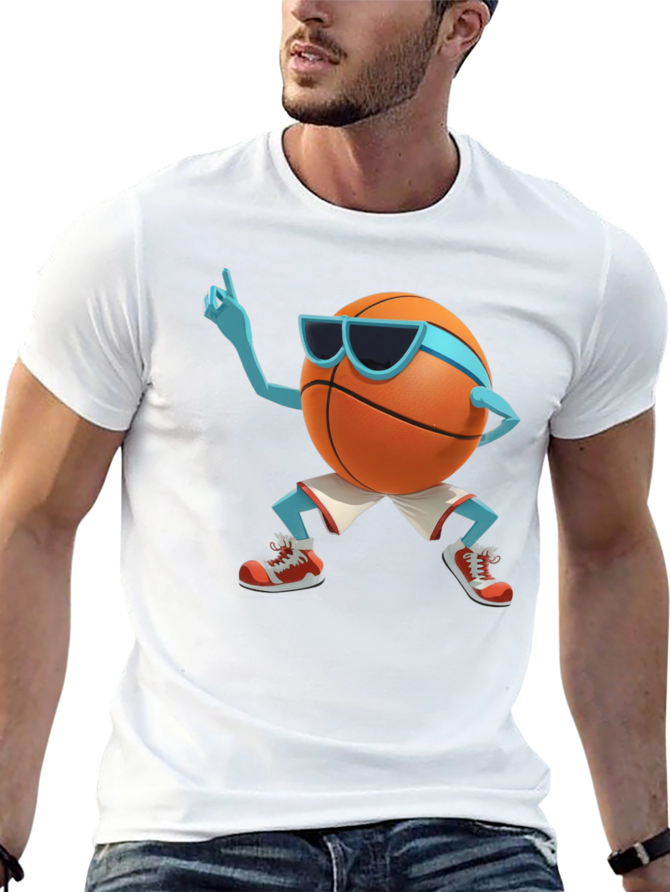 Black Cool Basketball Cartoon Graphic Black T-Shirt view 13