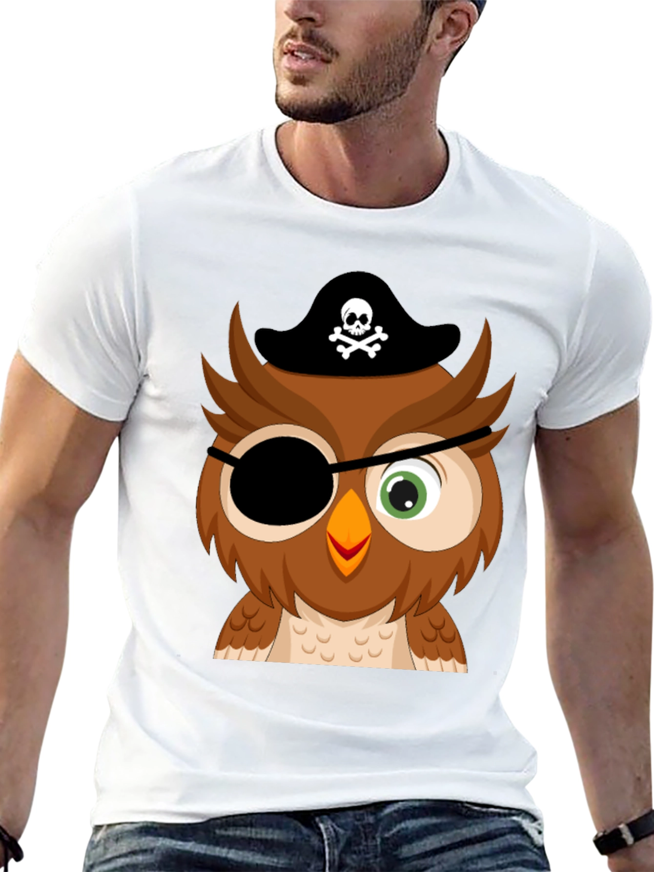 Black Pirate Owl Graphic Tee - Mens Black T-Shirt view 13